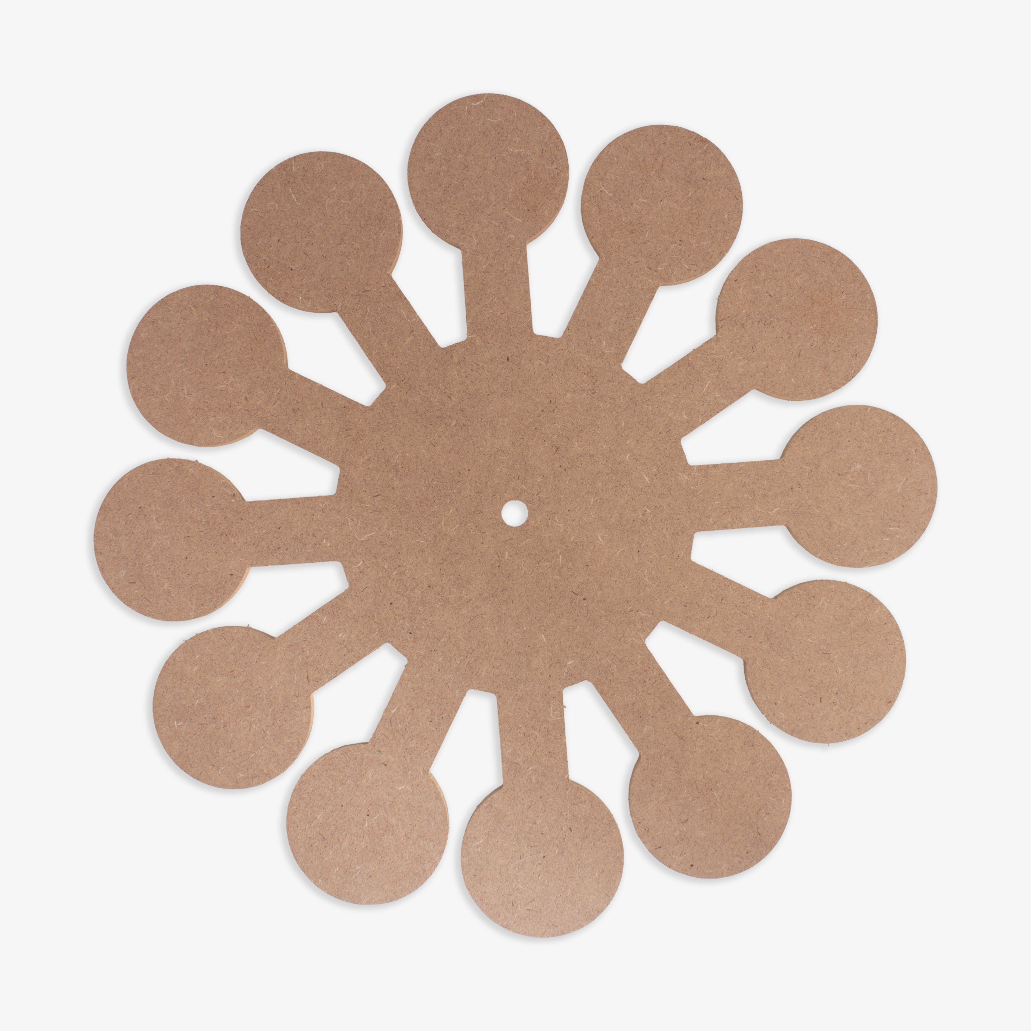 MDF Clock Making Base Blossom 12inch Dia 5.5mm Thick 1 pc