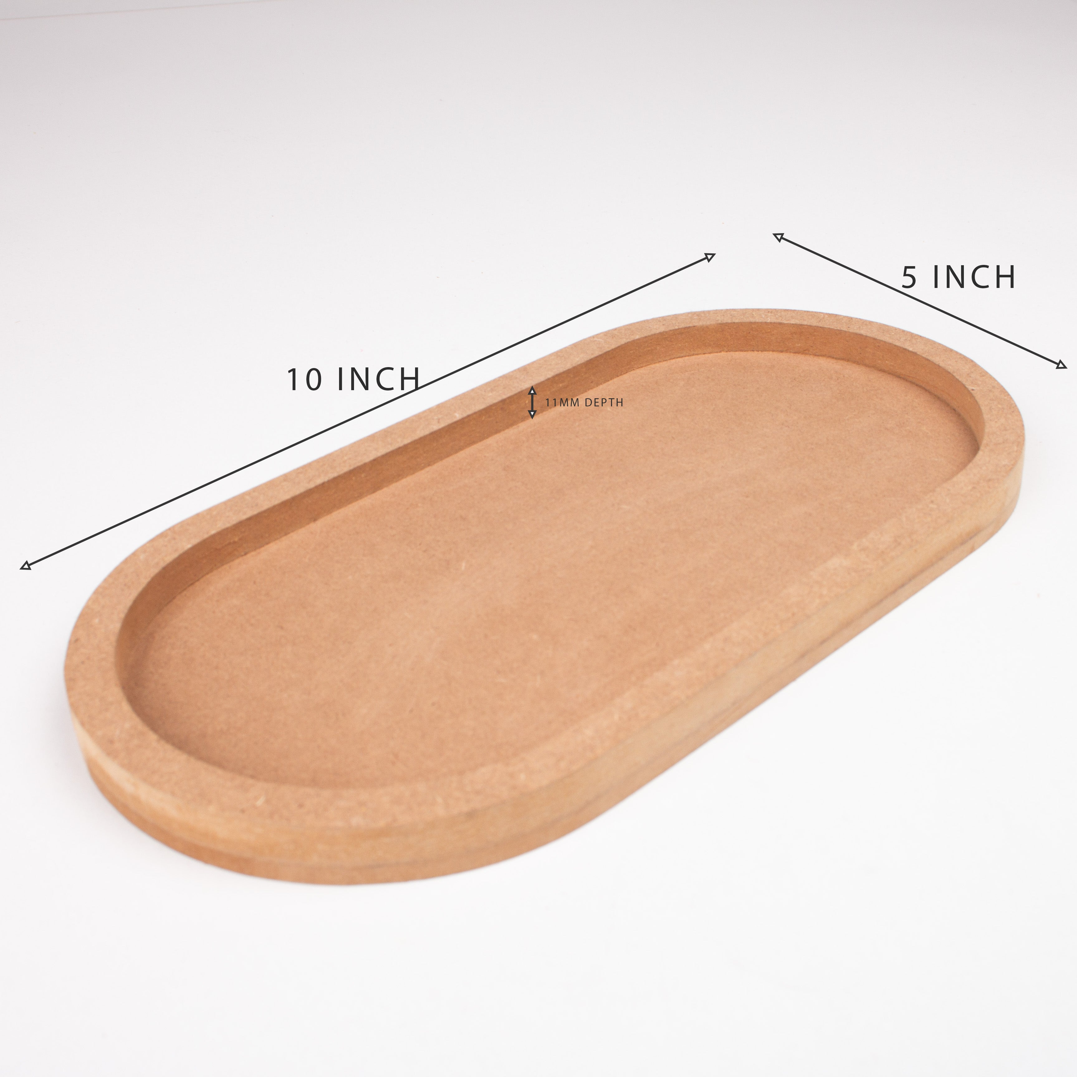 MDF Fillable Tray Oval / Oblong 10 x5inch 5.5mm Base + 11mm Depth 1 pc