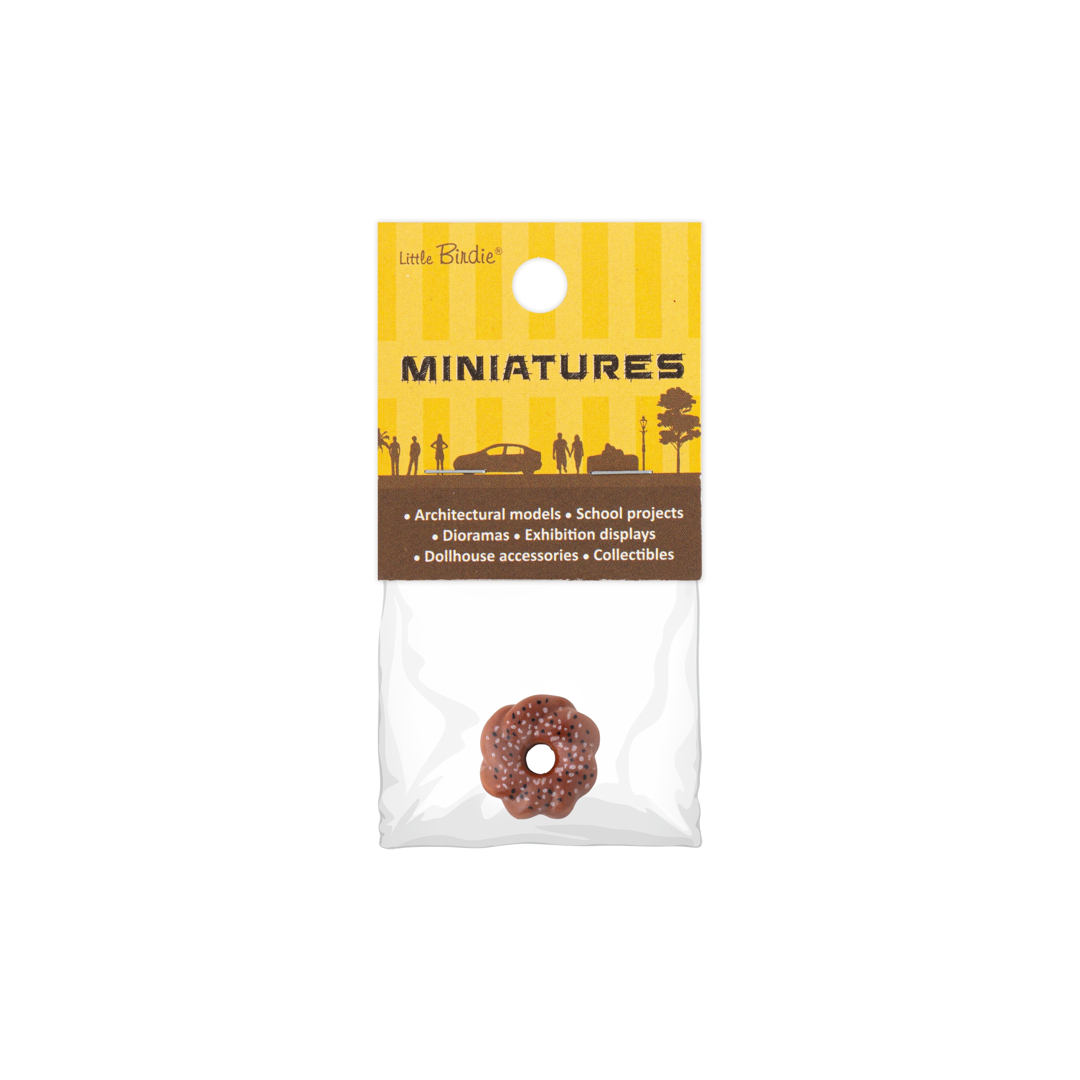 Resin Miniature Donut Brown 1pc