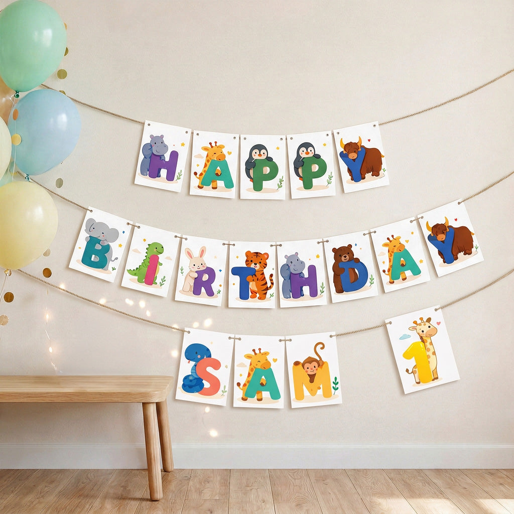 Make Your Own Banner Animal Fun Number 3 Size 7 x 5.16inch 1pc IB