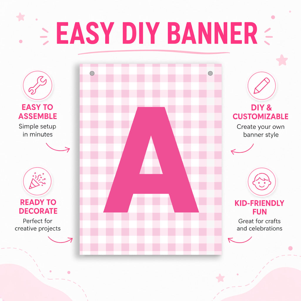 Make Your Own Banner Pink Alphabet A size 7 x 5.16inch 1pc IB