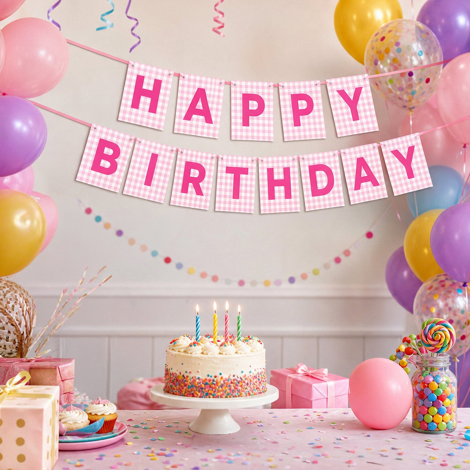 Make Your Own Banner Pink Alphabet U size 7 x 5.16inch 1pc IB