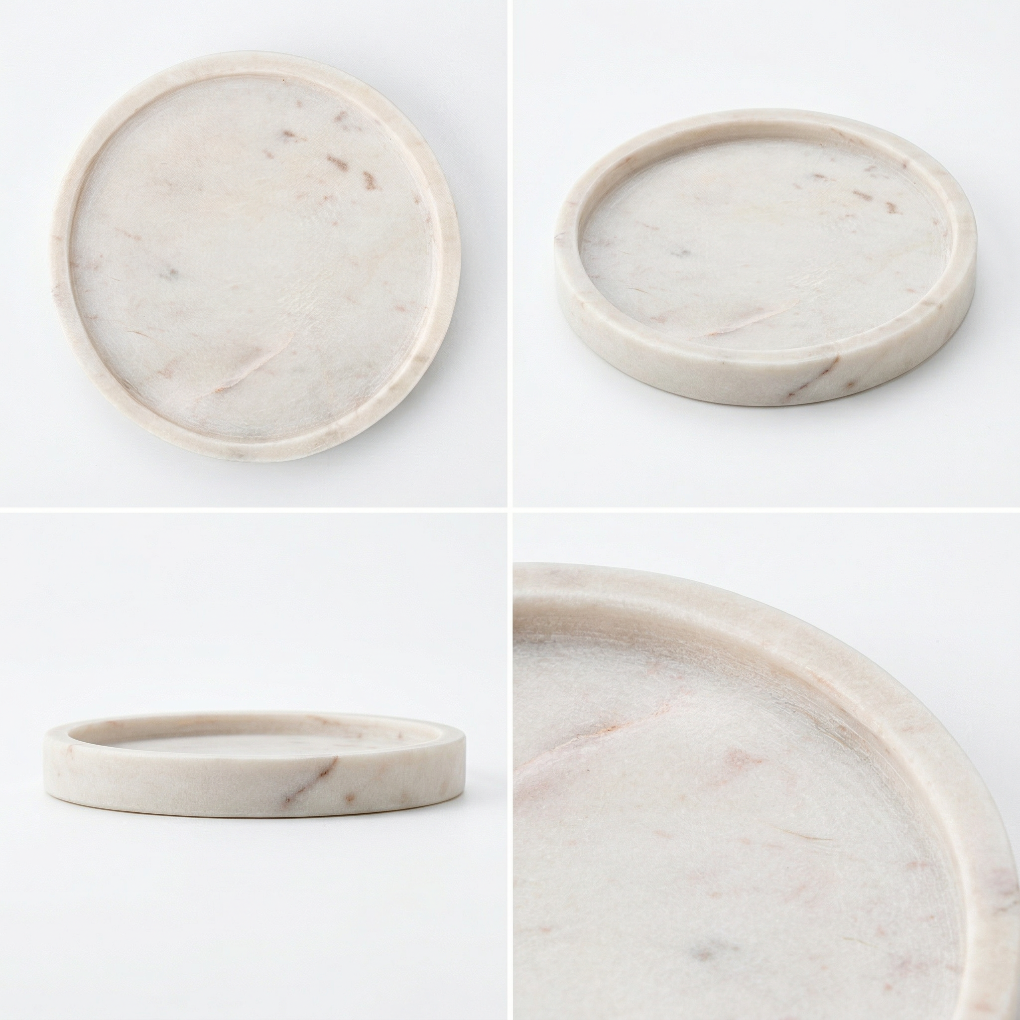 Marble Fillable Coaster Round 4Inch X 12mm 1pc
