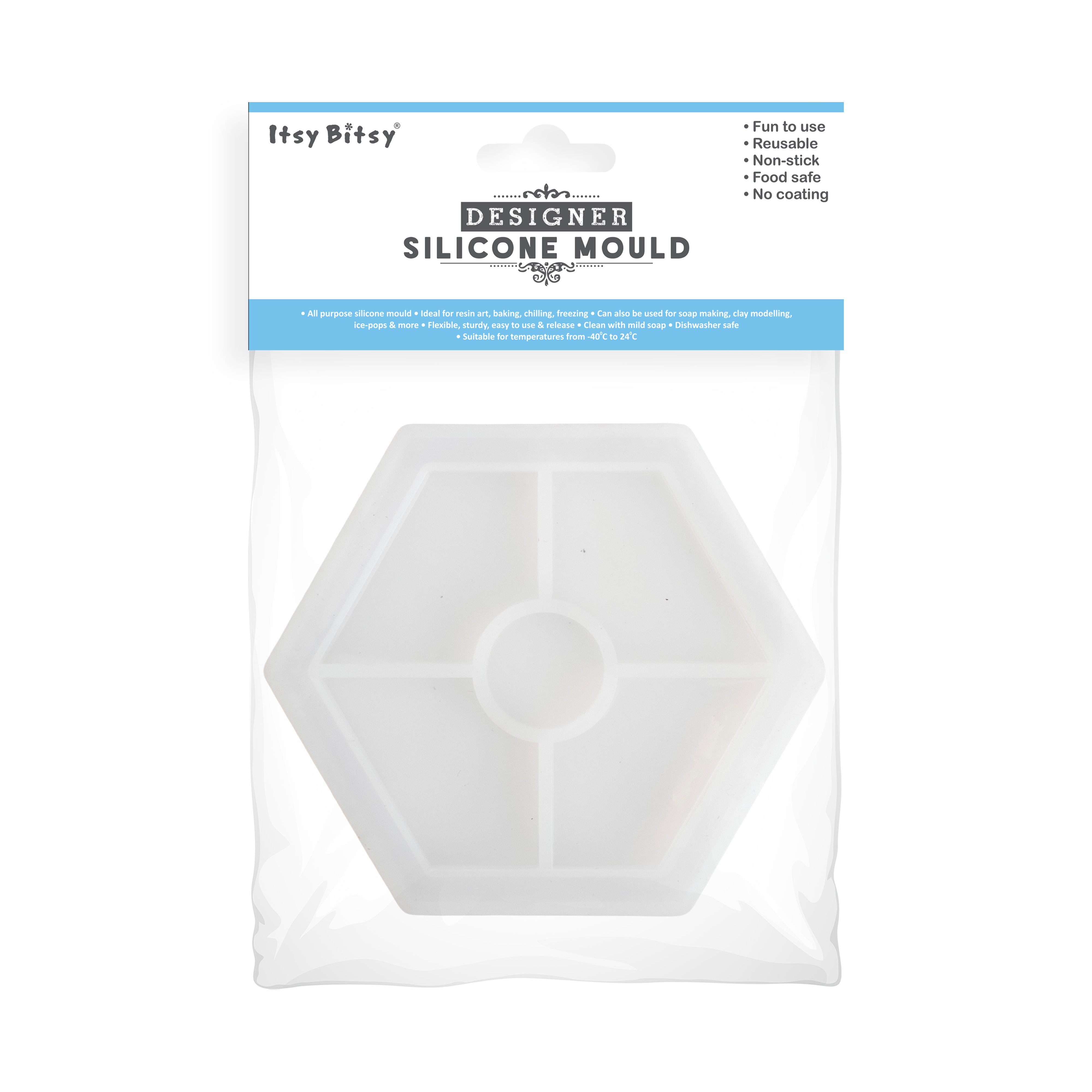 Silicone Mould Coaster Hexagon 4 Inch X D10mm 1pc