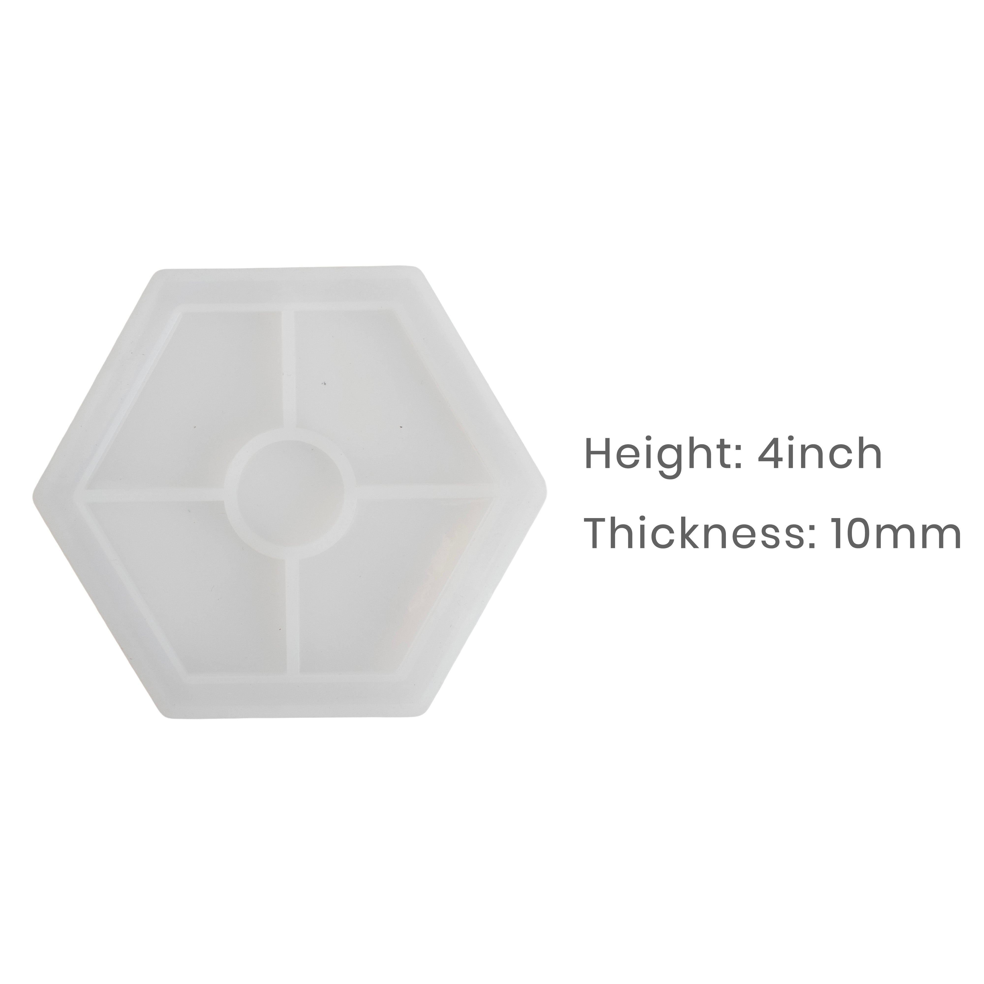 Silicone Mould Coaster Hexagon 4 Inch X D10mm 1pc