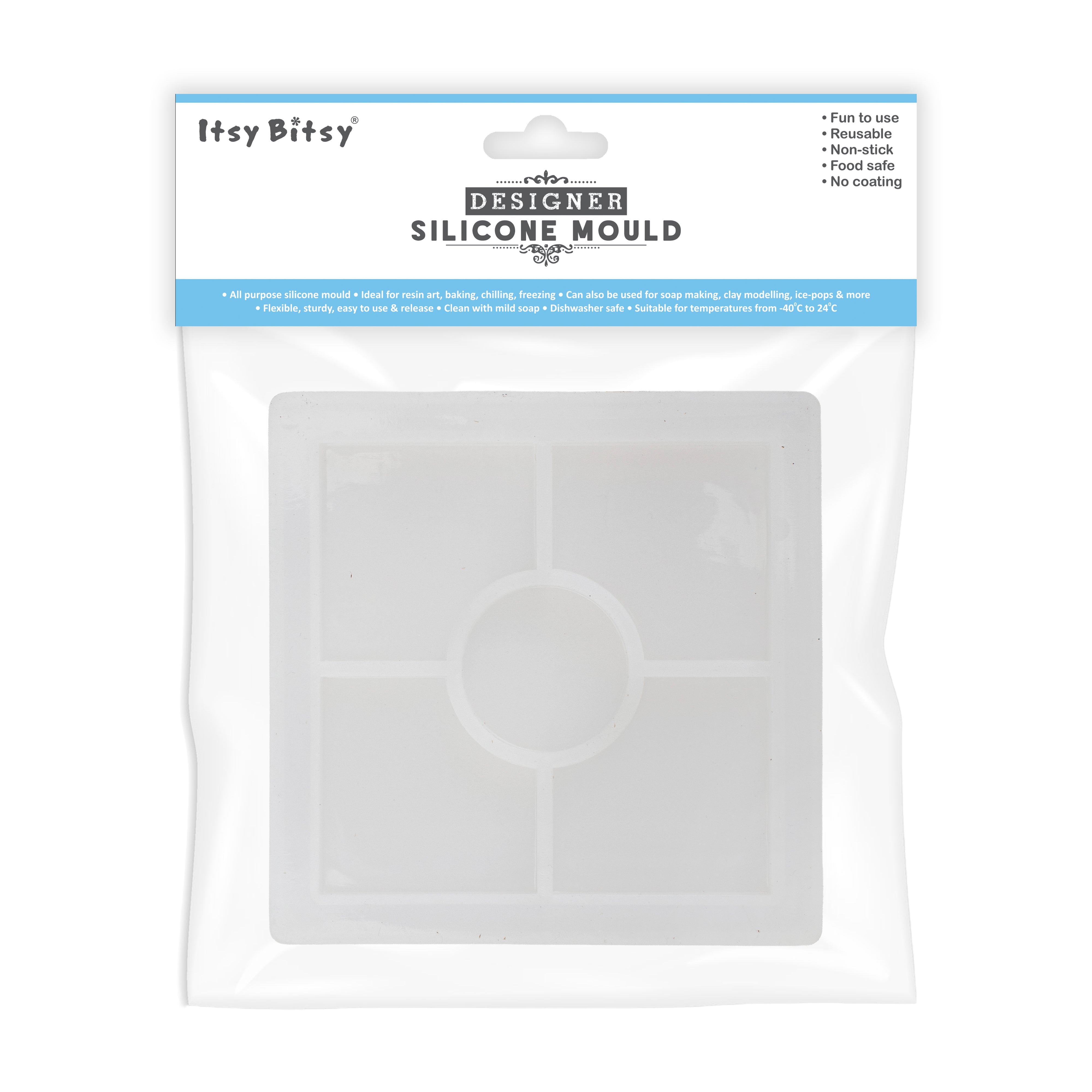 Silicone Mould Square with compartments 4 Inch X D10mm 1pc