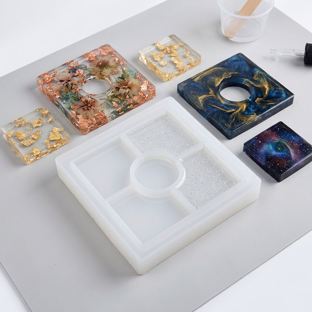 Silicone Mould Square with compartments 4 Inch X D10mm 1pc