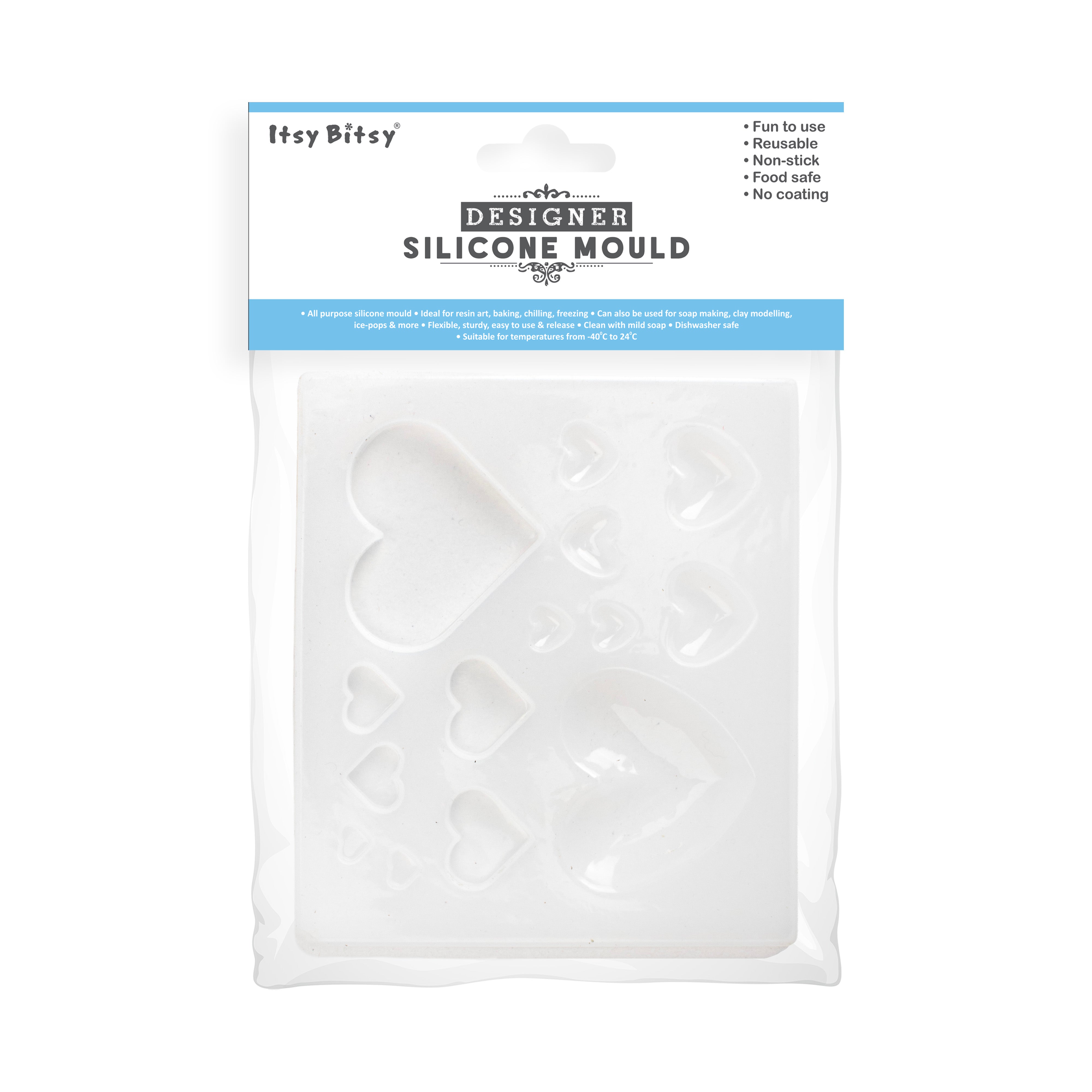 Silicone Multi-heart mould 5Inch X 5.5Inch X D5mm 1pc