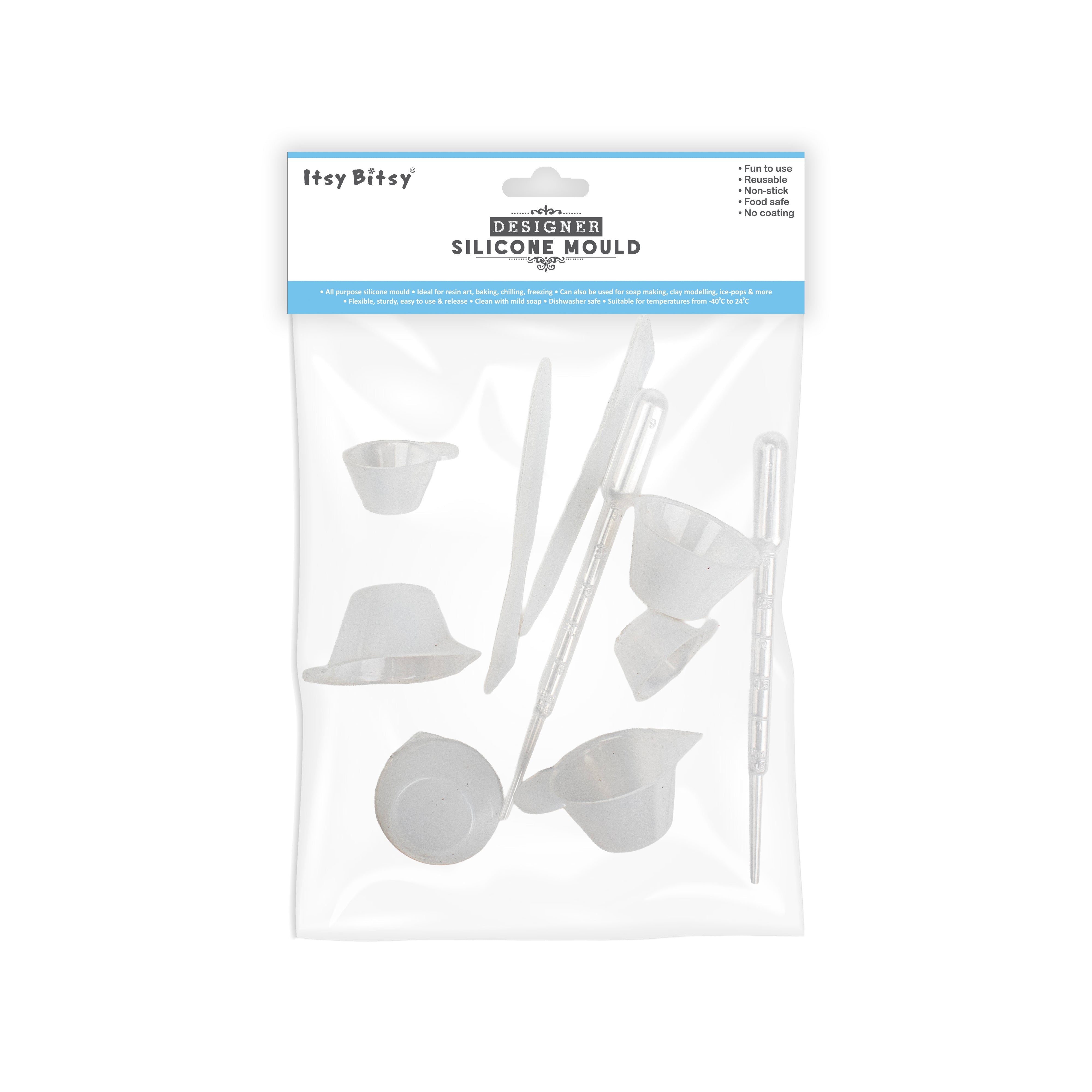 Silicone Mould Assorted Cups Sticks with Droppers 10pc Set