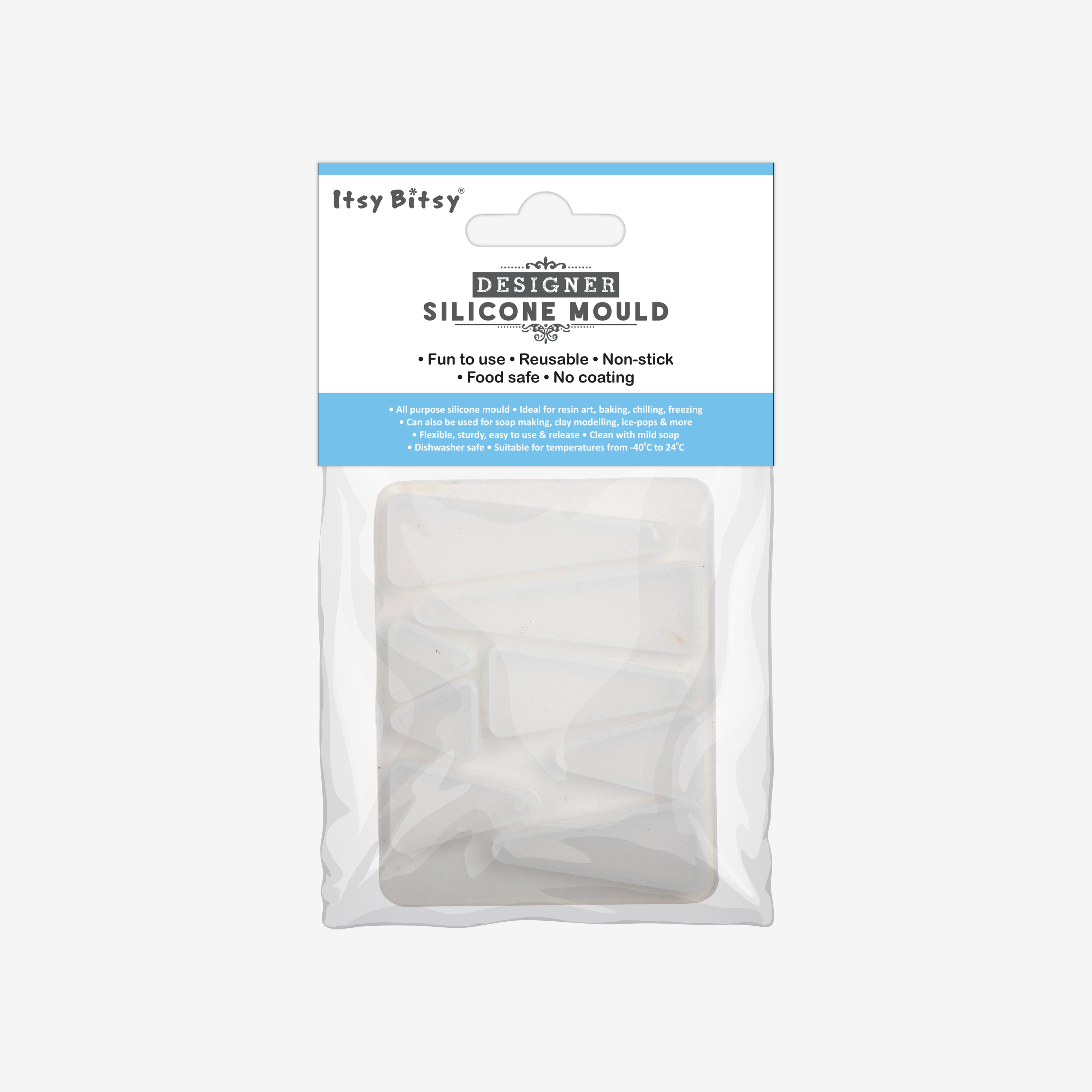 Silicone Mould Assorted Triangle 8 cavity 10.7 X 7.9cm X D6mm 1pc