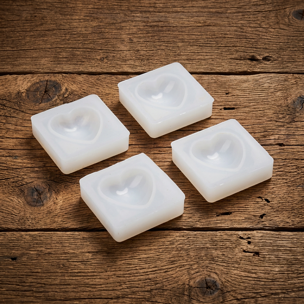Silicone Mould Heart Locket 3.3 X 3.3cm X D6mm 4pc Set