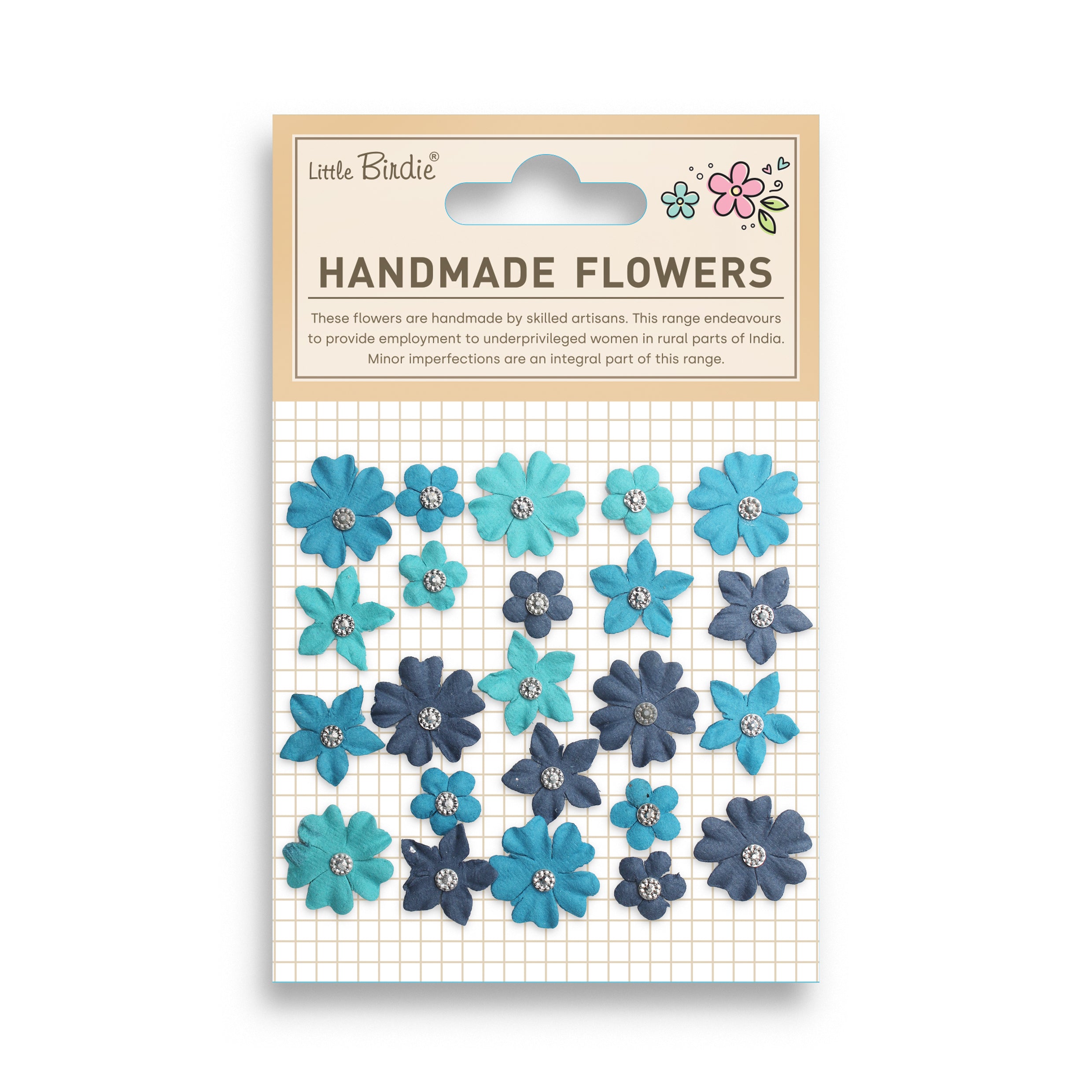 Handmade Flowers Karolina Blue Sky 23Pc
