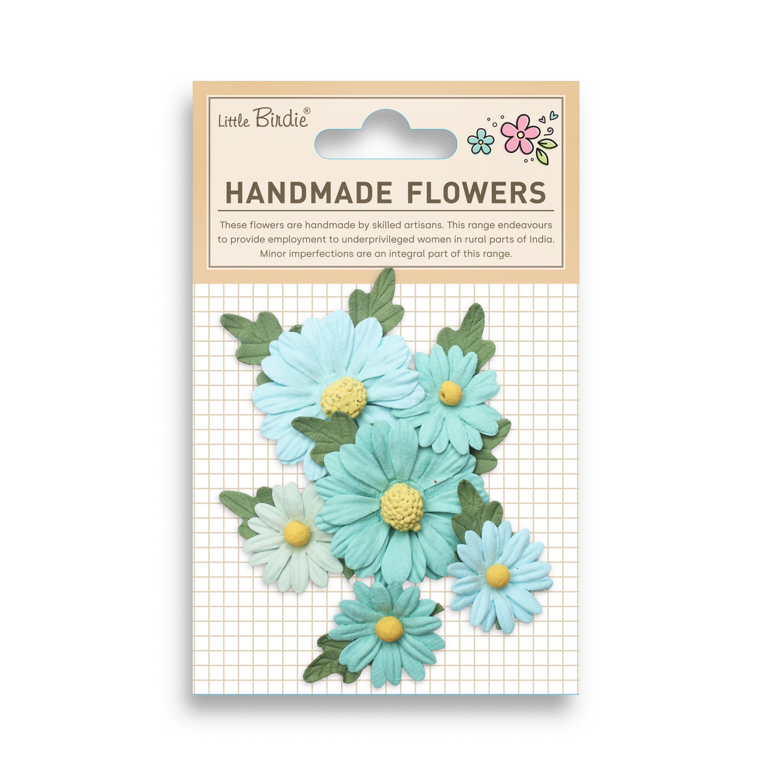 Handmade Flowers Anya Teal Vibes 6Pc