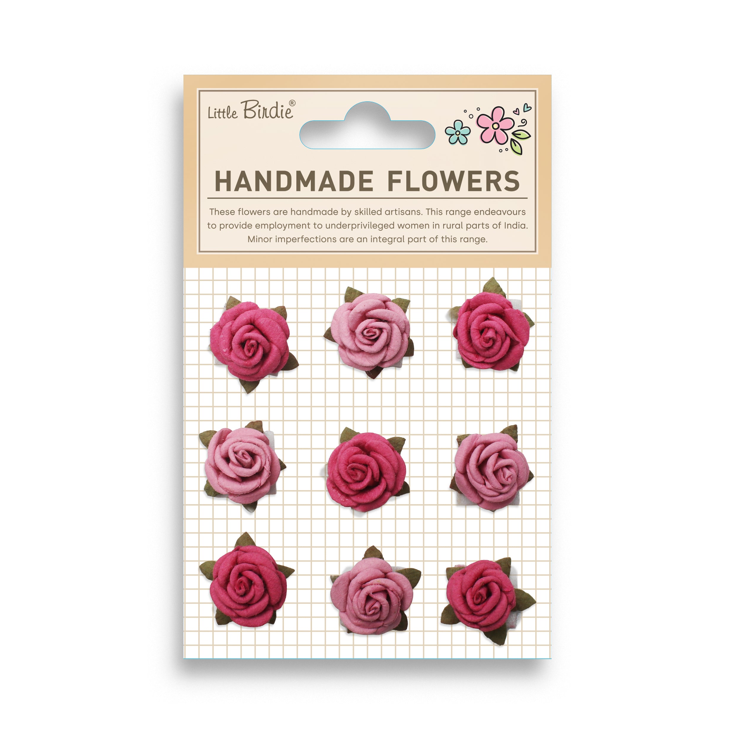 Handmade Flowers Rosalina Precious Pink 9Pc