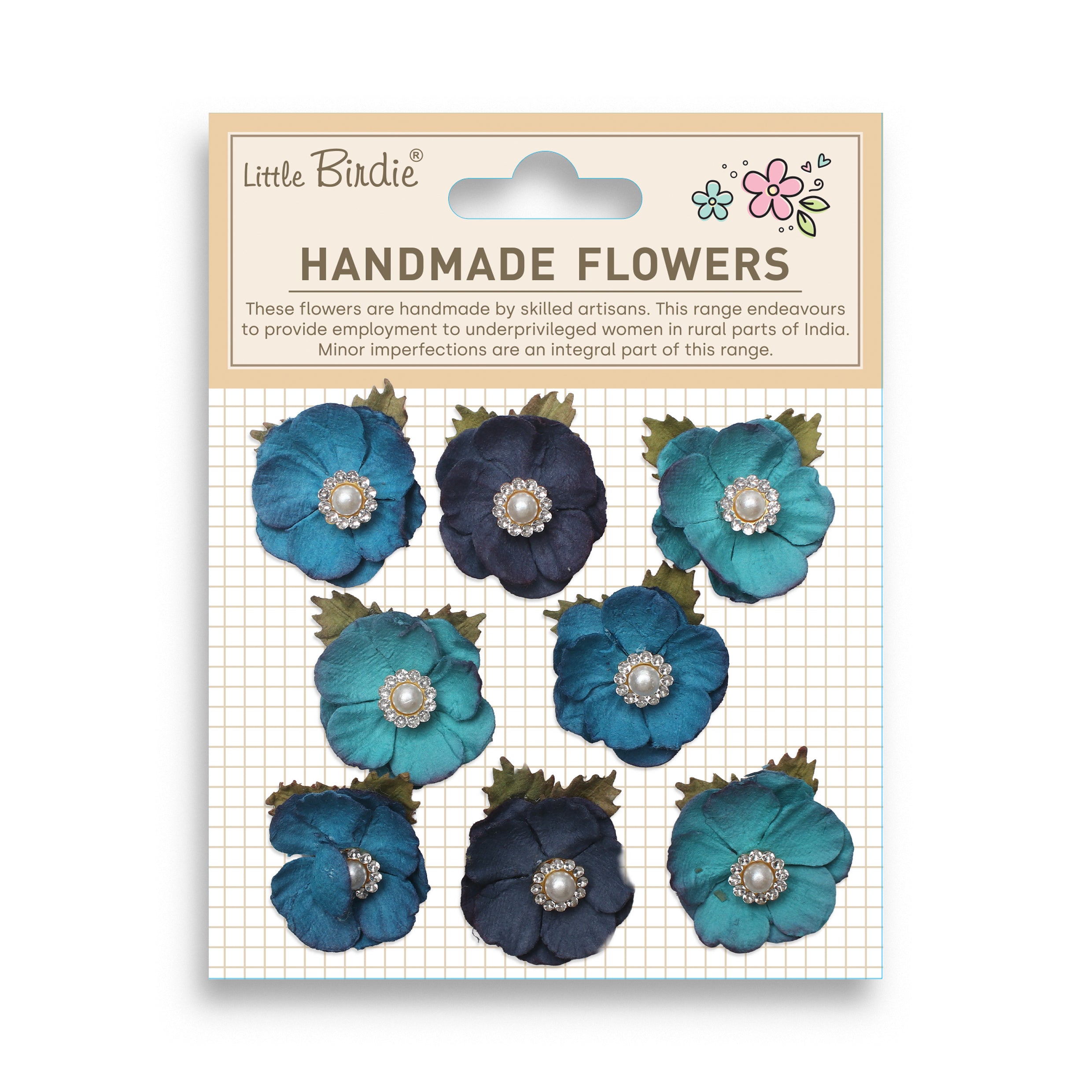 Handmade Flowers Buttercup Blue Sky 8Pc