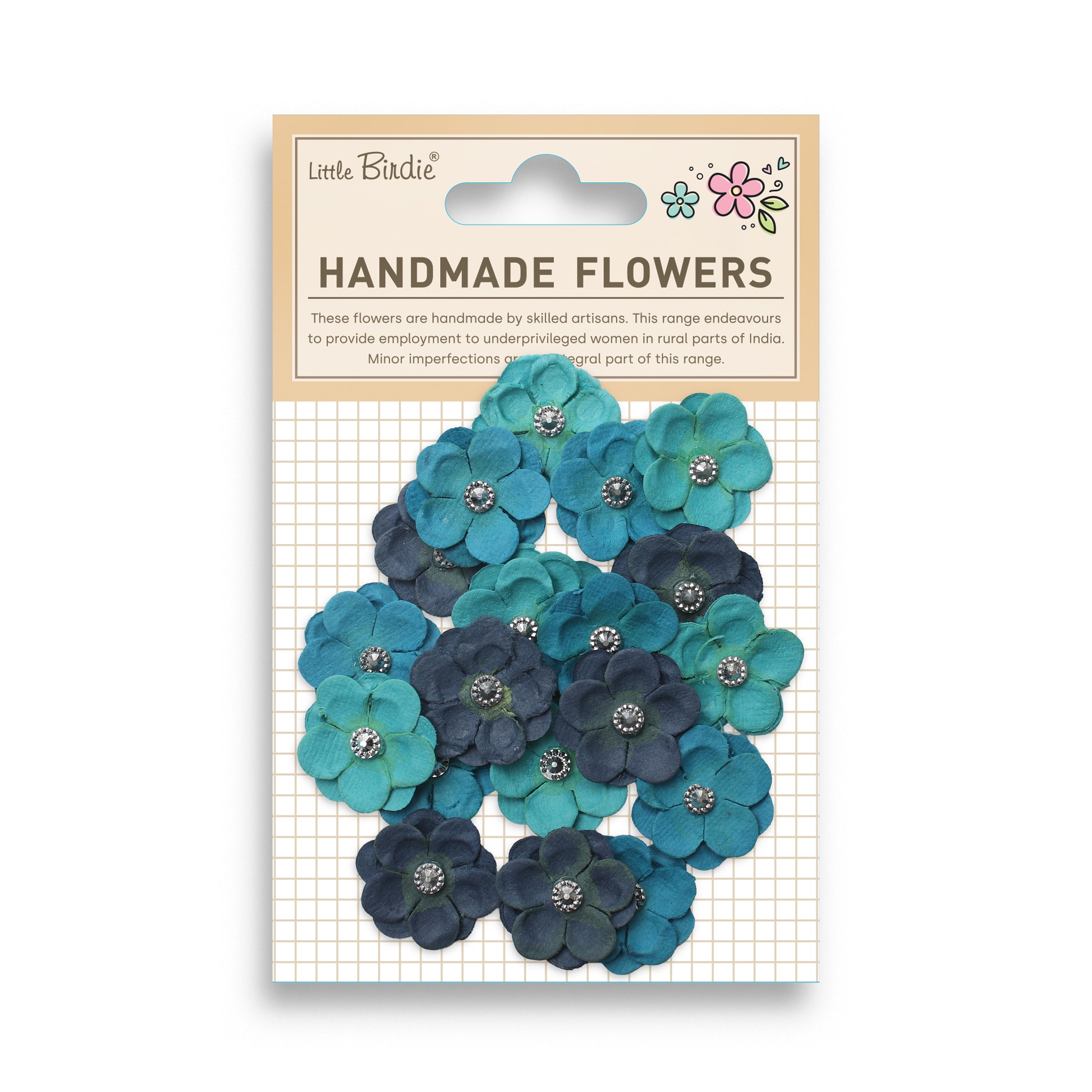 Handmade Flowers Twinkle Blue Sky 20Pc