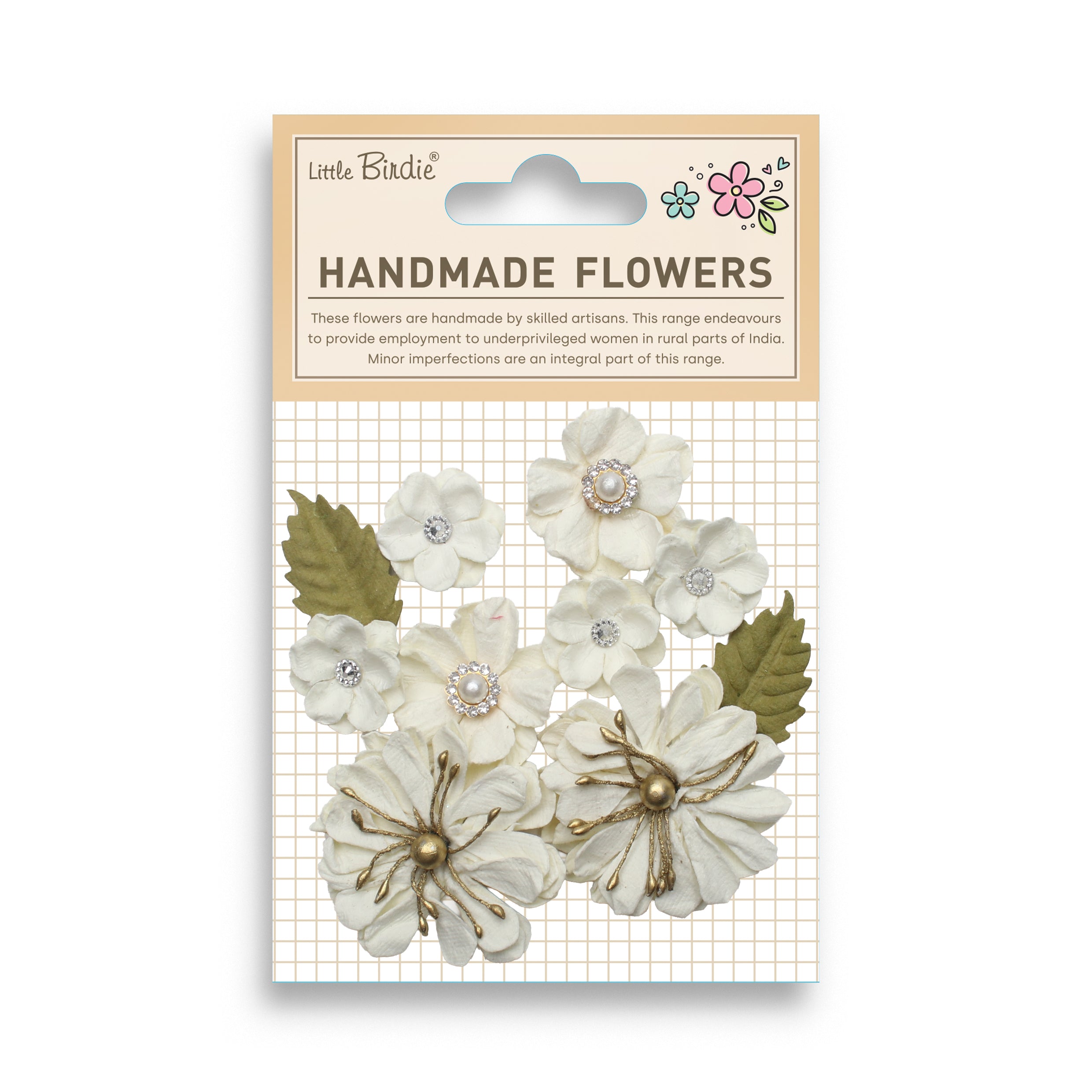 Handmade Flowers Liora Ivory Pearl 10Pc
