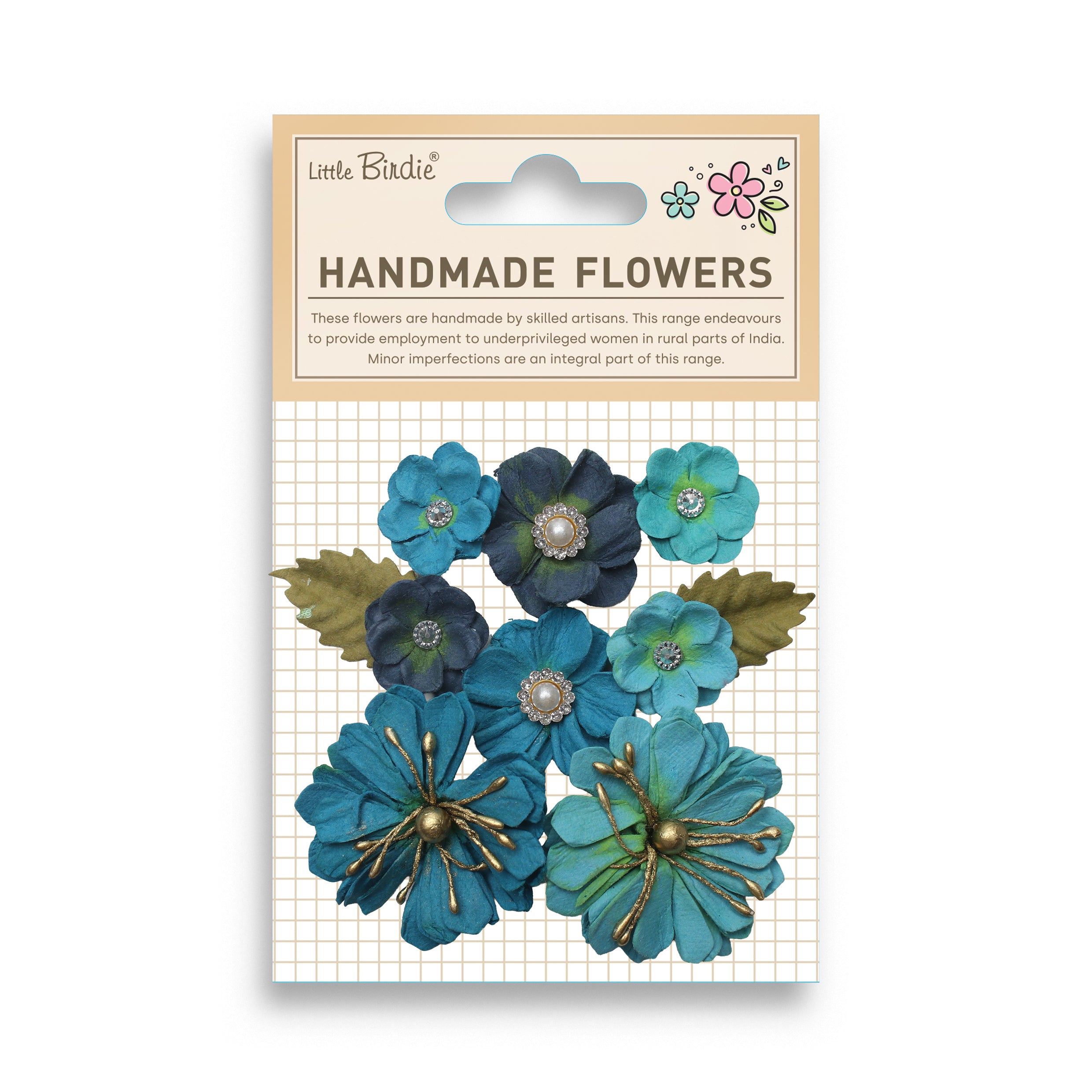Handmade Flowers Liora Blue Sky 10Pc