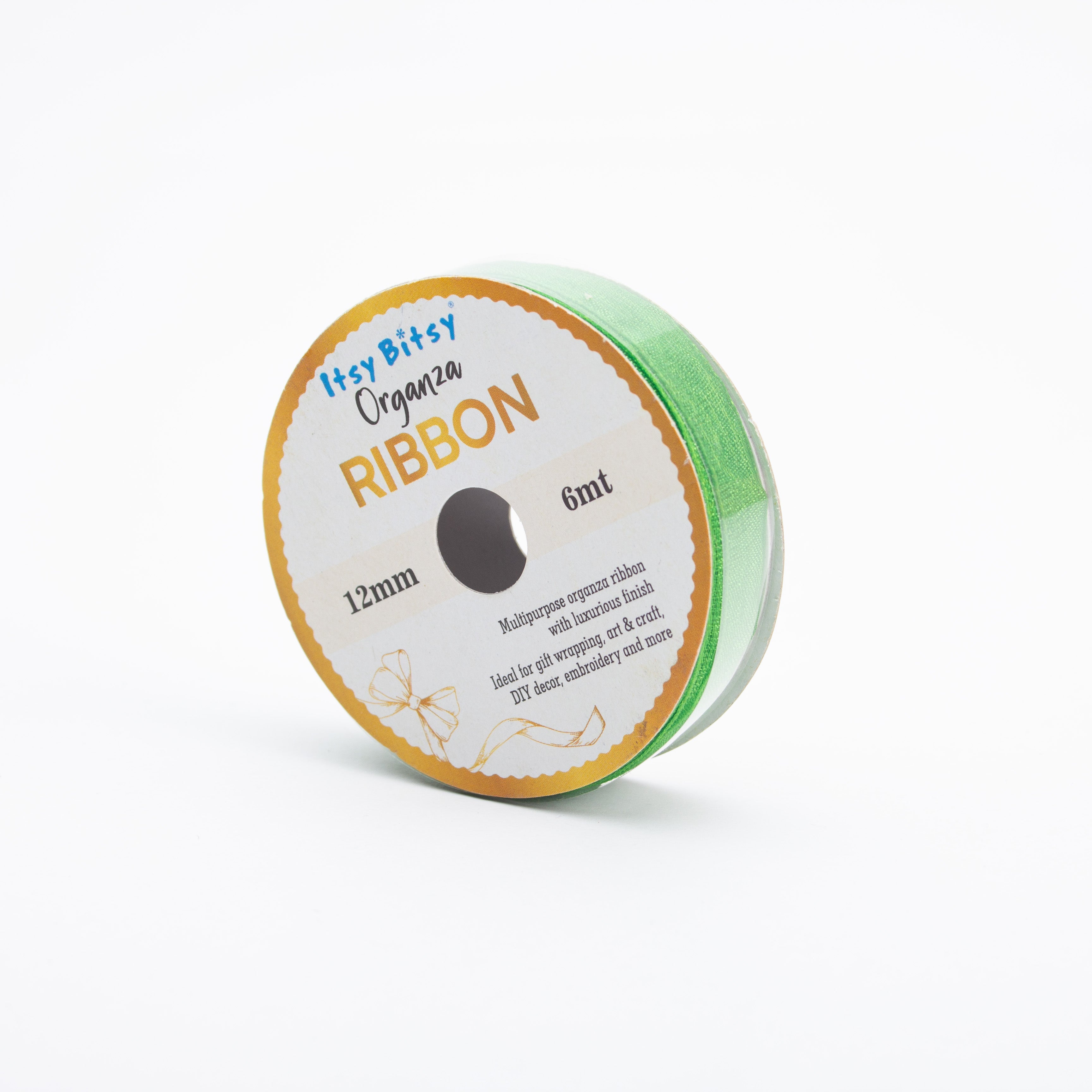 Organza Ribbon 12mm Parrot Green 6mt 1 Roll