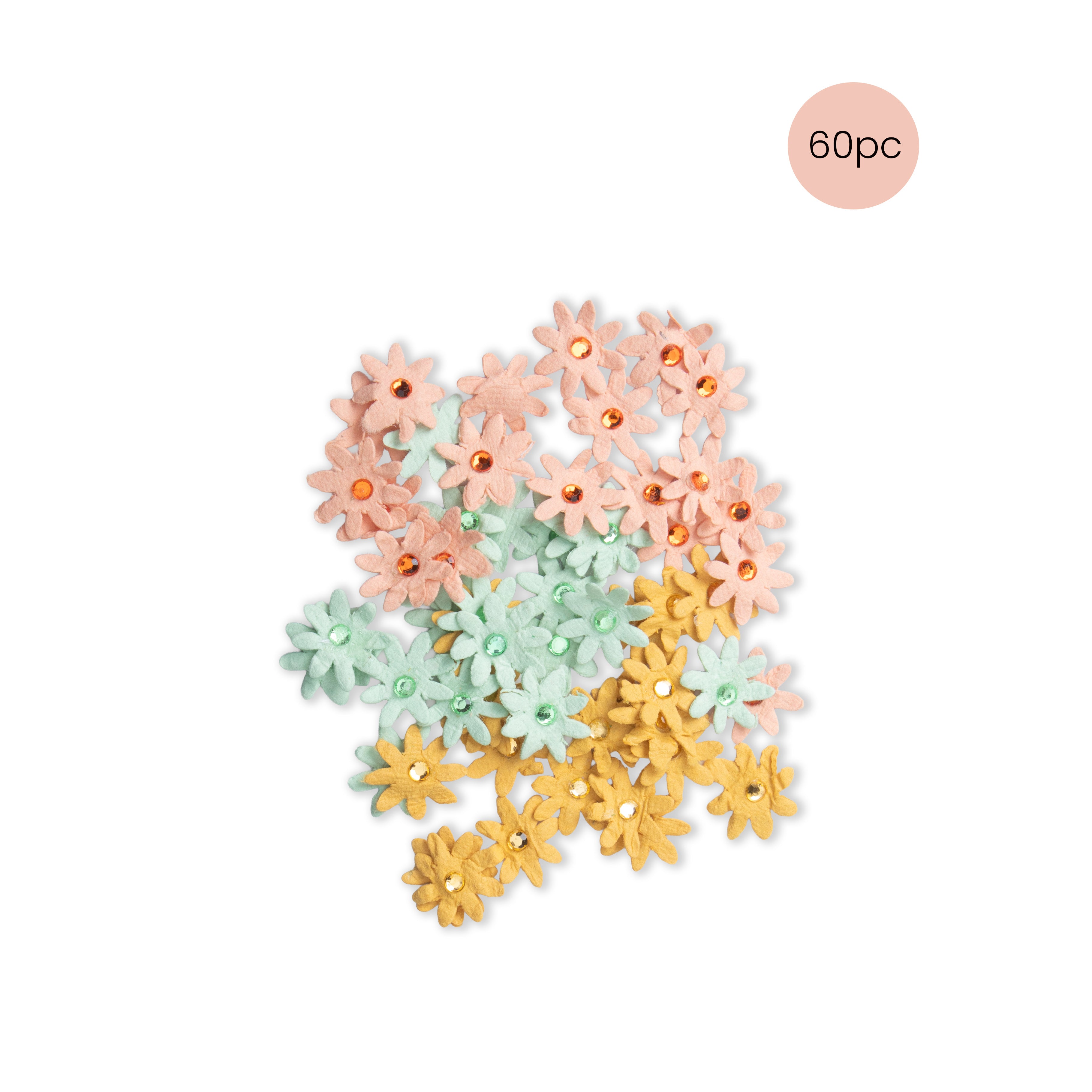 Handmade Flowers Micro Jewelled Floret Pastel Palette 60pc