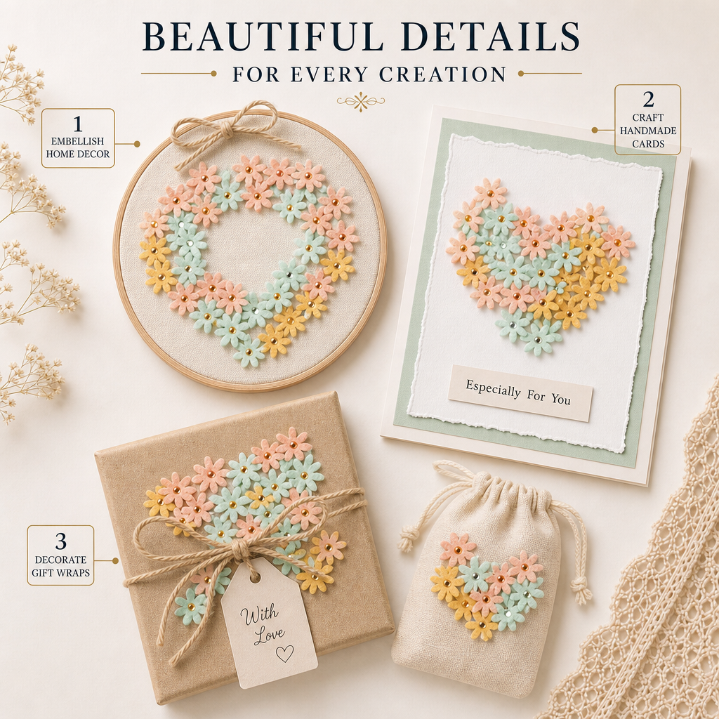 Handmade Flowers Micro Jewelled Floret Pastel Palette 60pc
