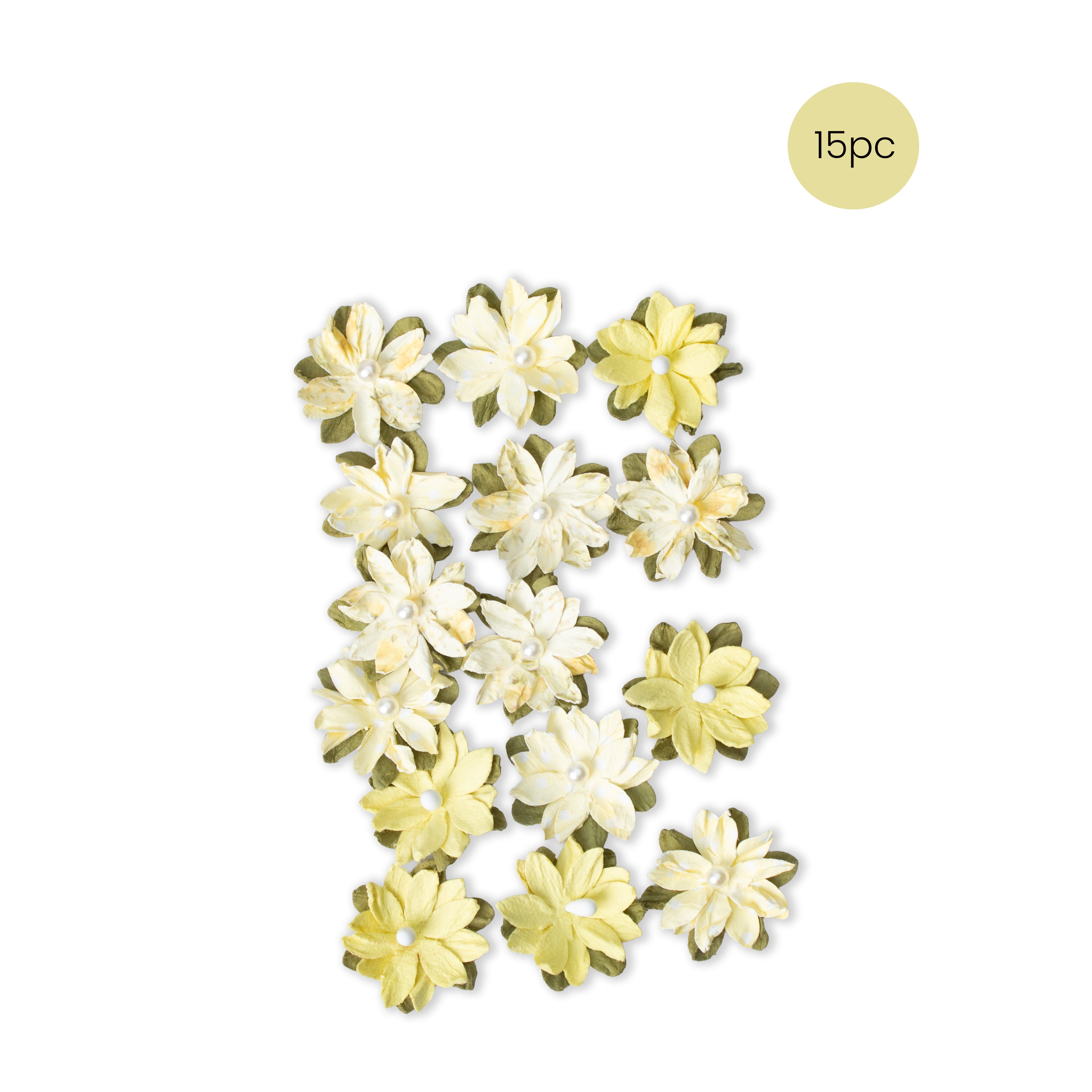 Handmade Printed Paper Flowers Luca Yellow Symphony 15pc