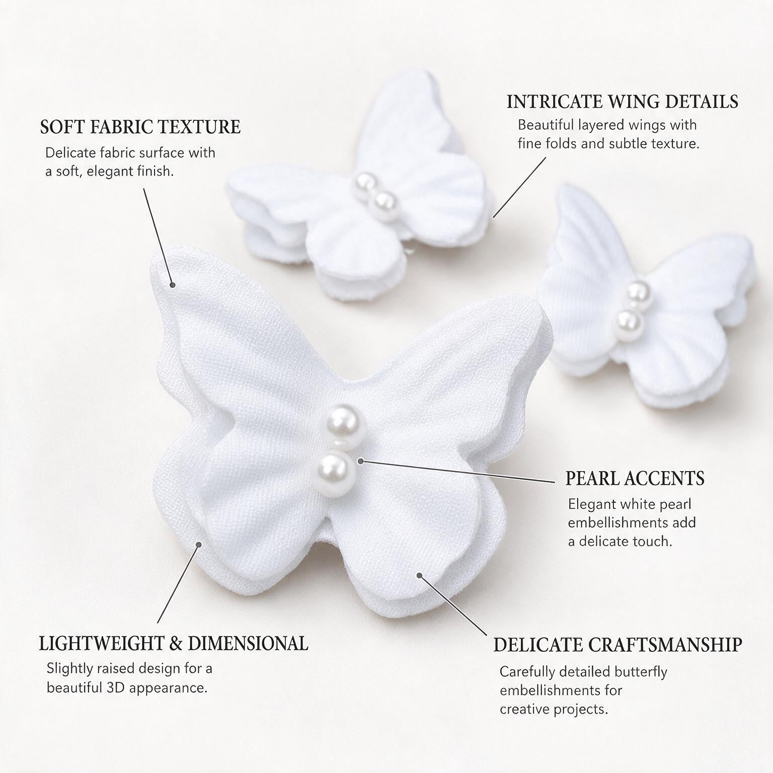 Handmade Flowers Dreamy Flutter Frosty White 20pc