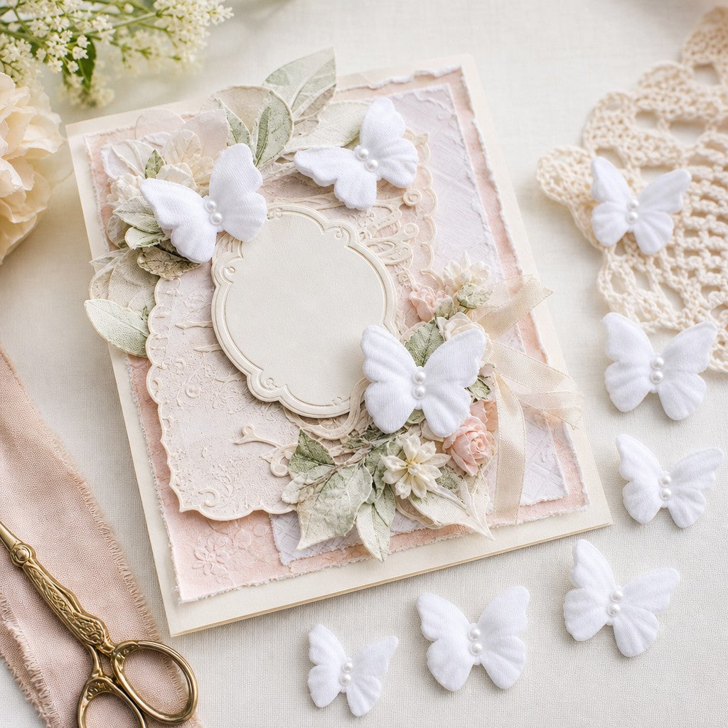 Handmade Flowers Dreamy Flutter Frosty White 20pc