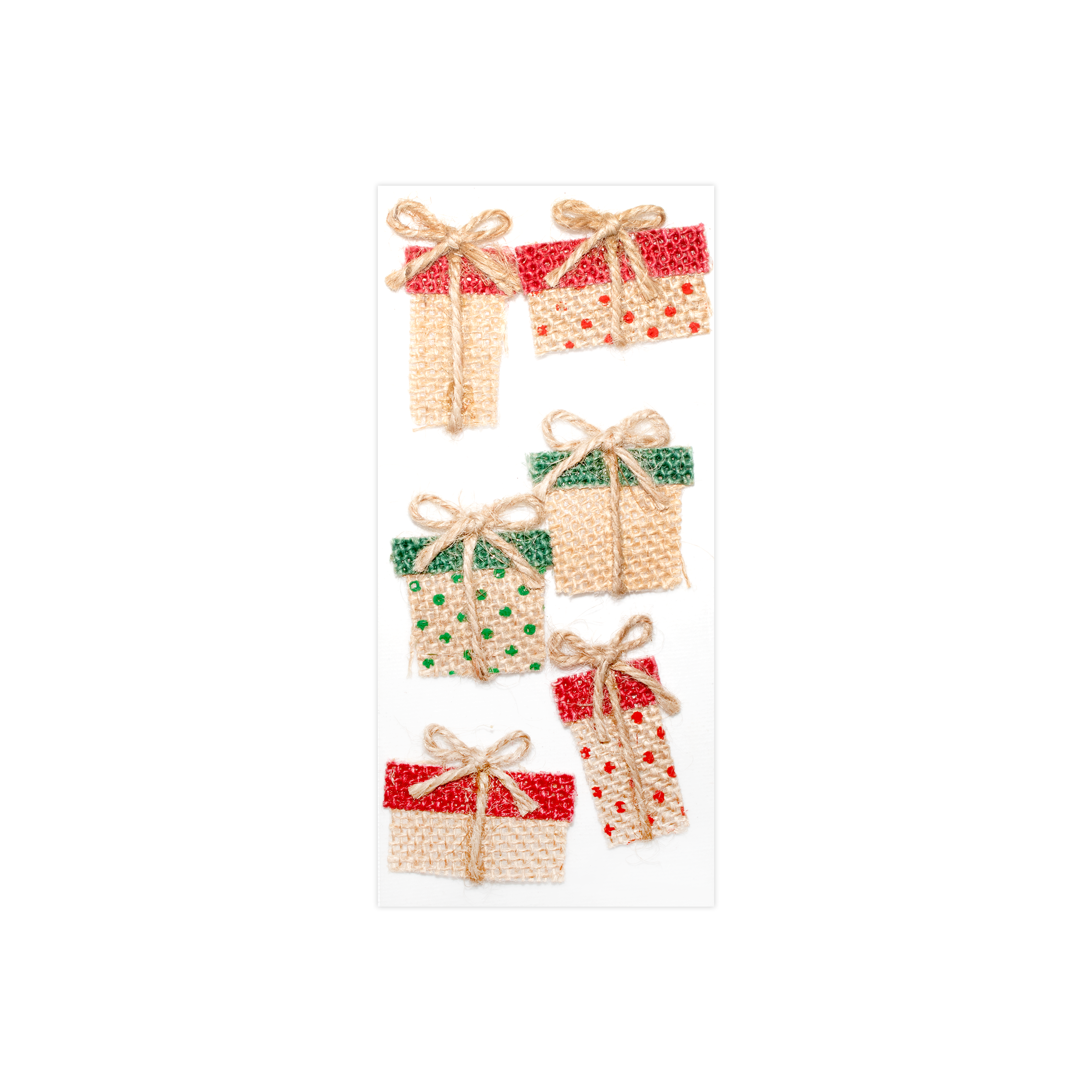 Christmas Burlap Emb Presents 6Pcs
