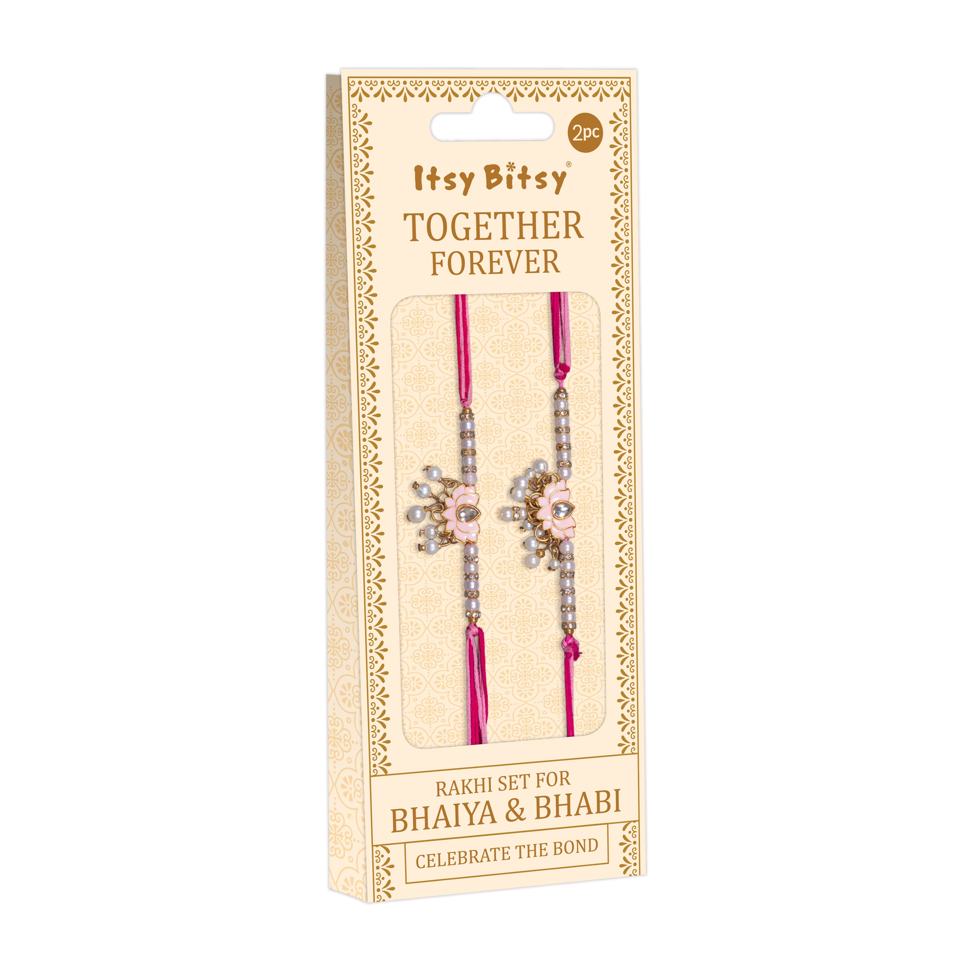 Handmade Rakhi - Lotus Jewel Bhaiya Bhabhi Pack of 2