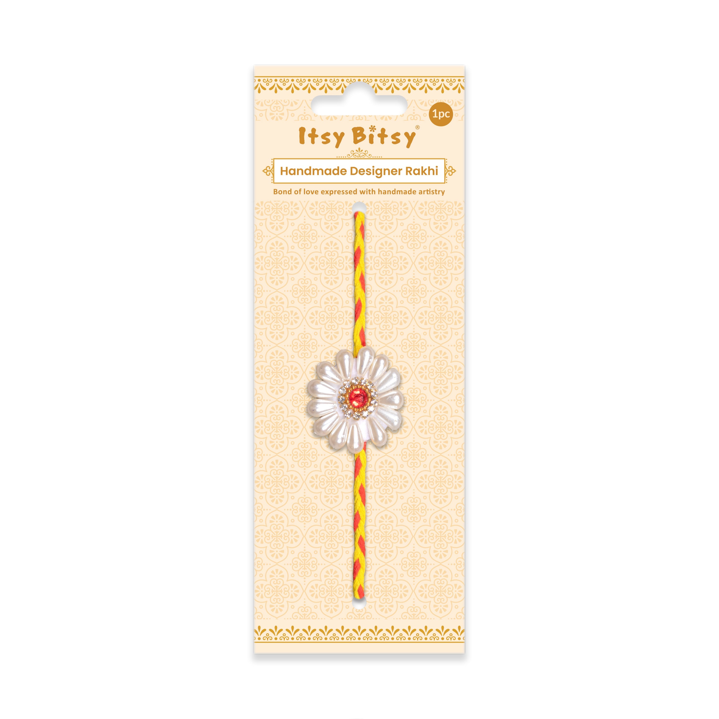 Handmade Rakhi - Pearl Daisy 1pc