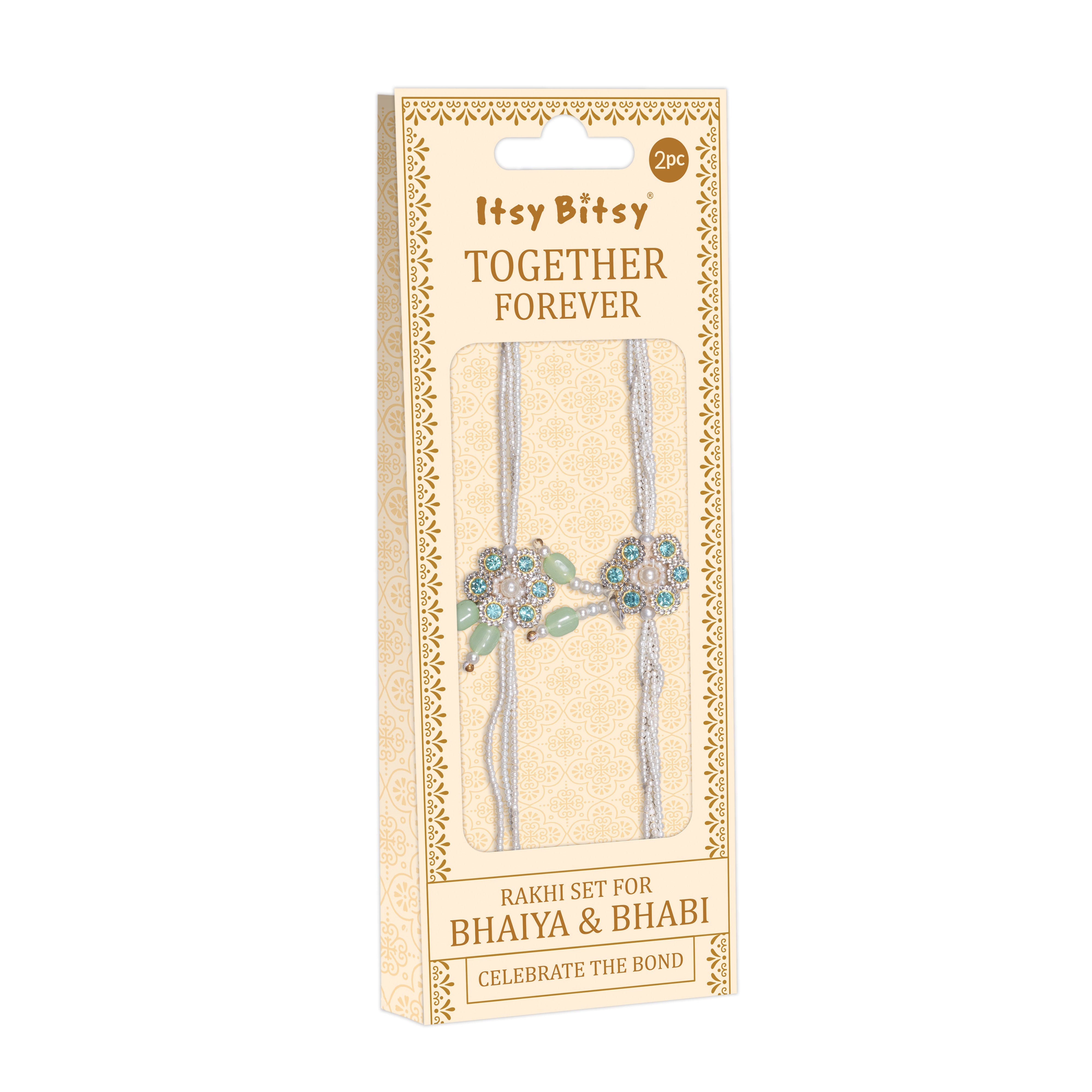 Handmade Rakhi - Floral Gem Bhaiya Bhabhi Pack of 2