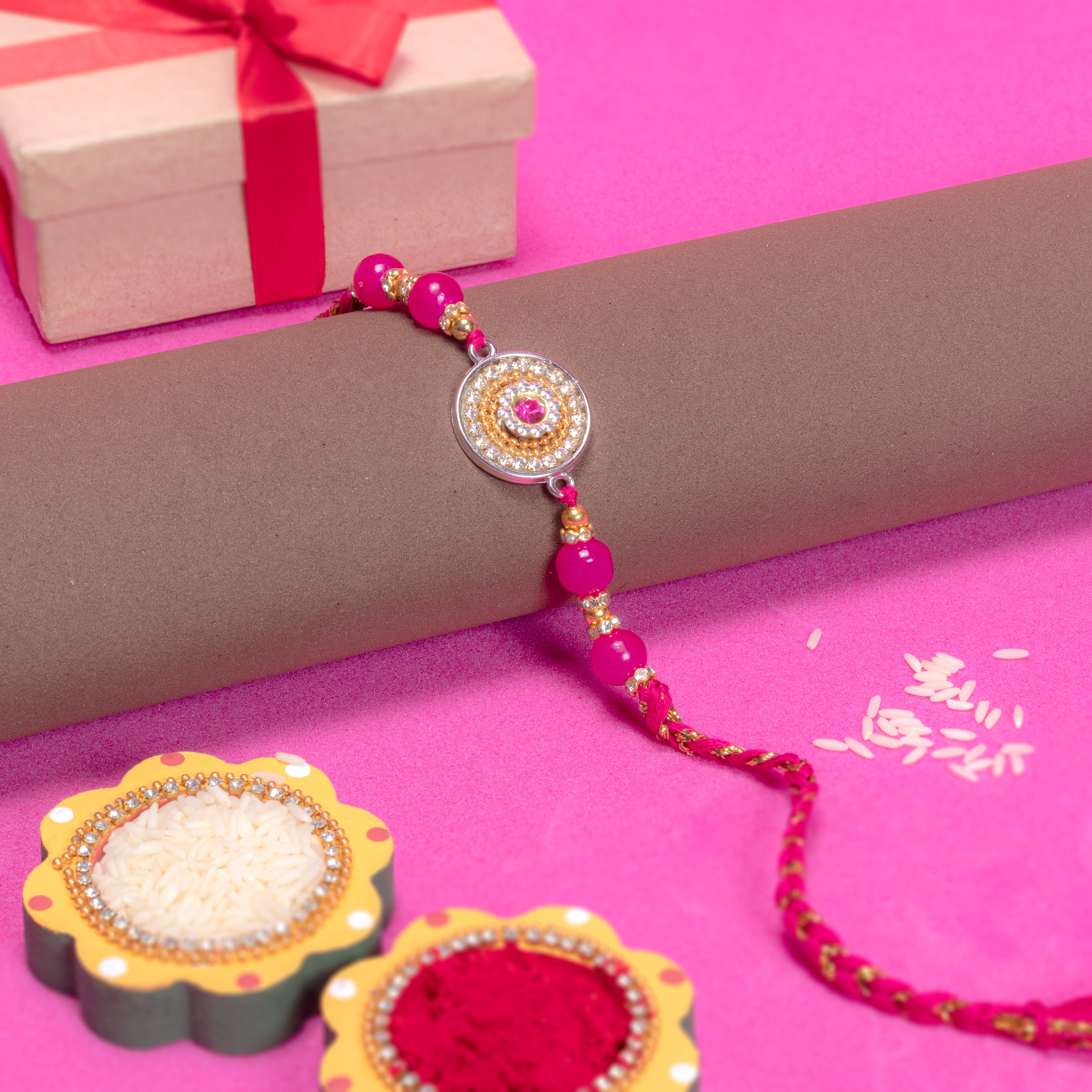 Handmade Rakhi - Magenta Glamour 1pc