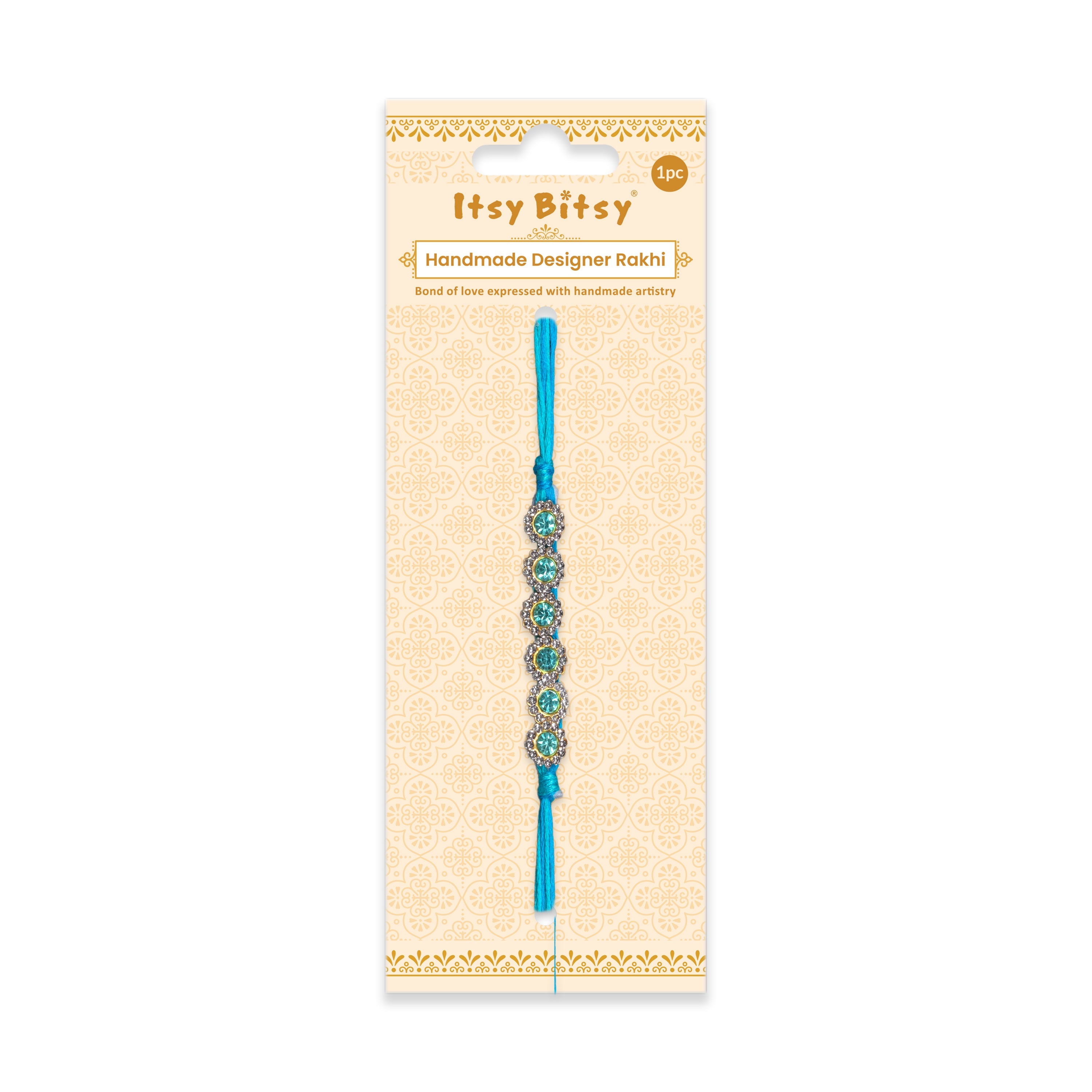 Handmade Rakhi - Turquoise Jewel
1pc