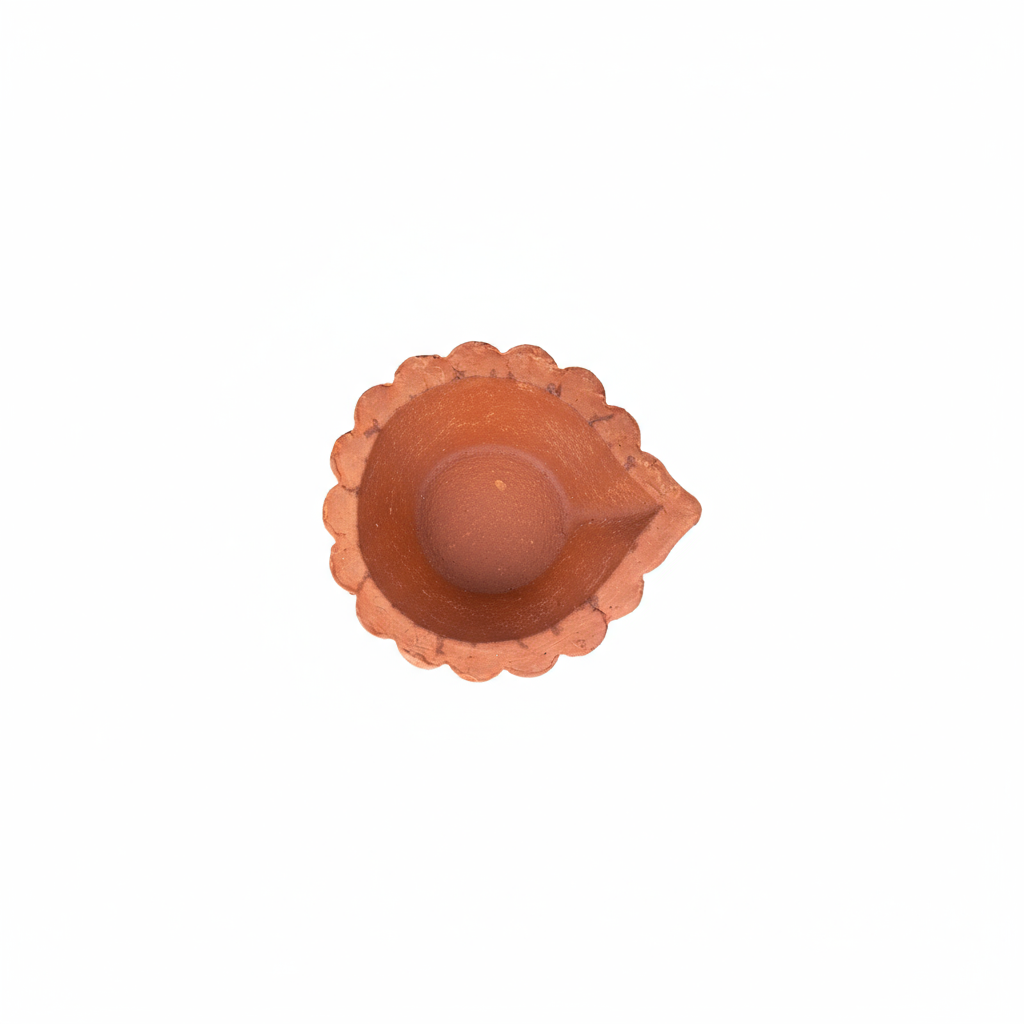 Handmade Terracotta Diya Mini Scalloped Border 1pc