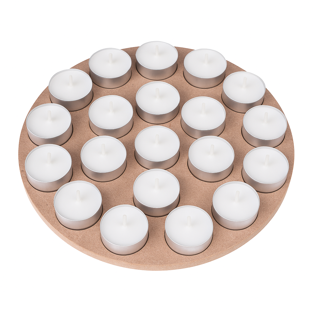 MDF Decorable Tea Light Holder With 18 Cavities Round 12.5inch Dia 5.5mm Thick 1pc (without candle)