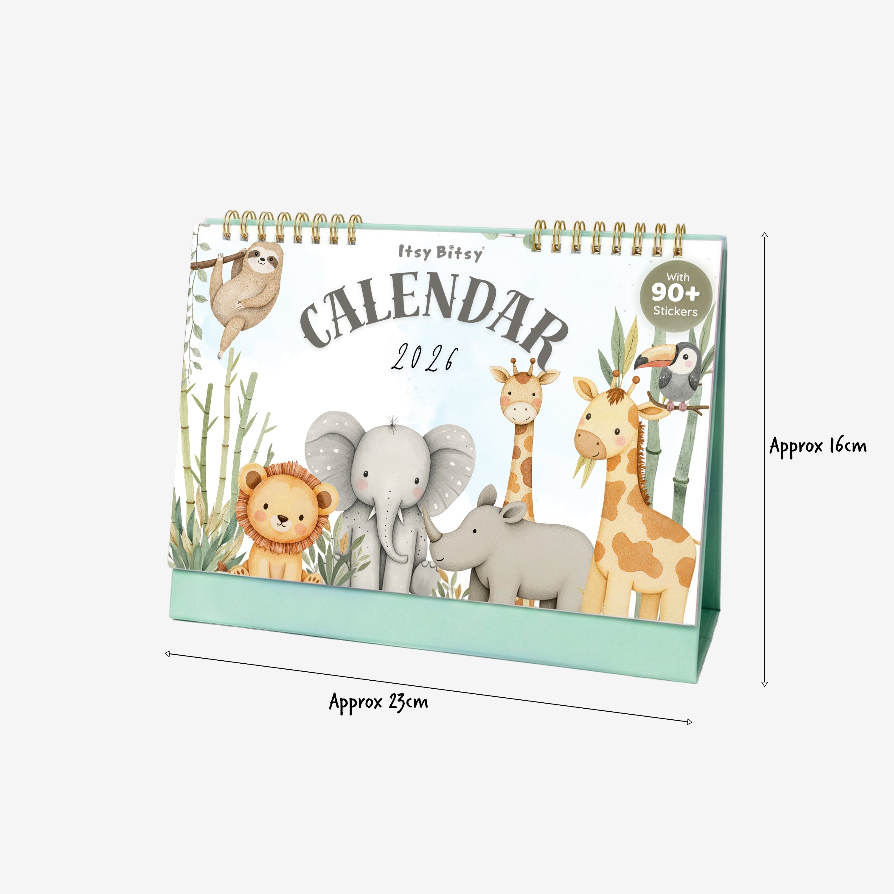 Desk Calendar 2026 Animal Kingdom with 90 Animal Emoji Stickers 9 X 6inch 13 Sheets