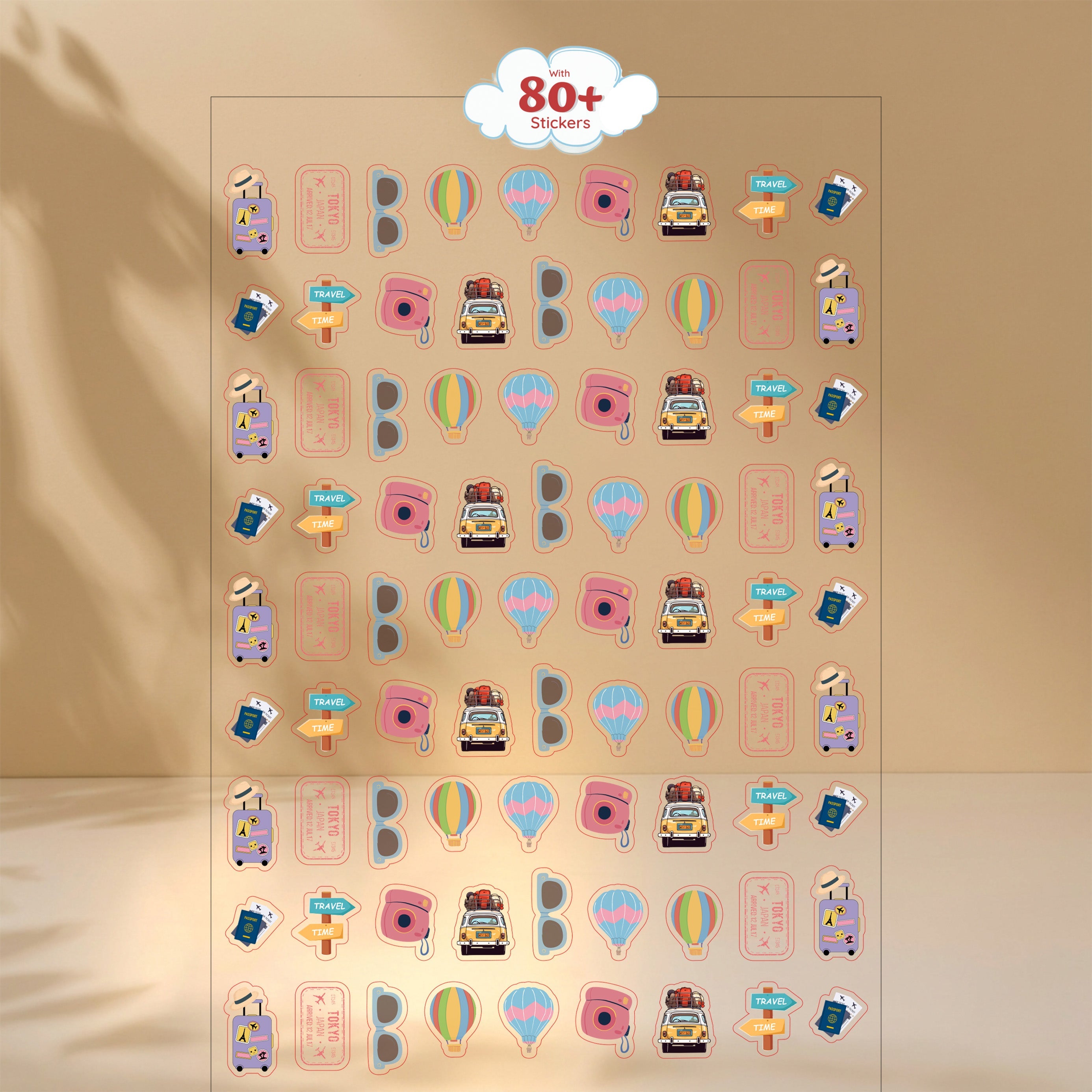 Desk Calendar 2026 Travel Adventure with 80 Travel Emoji Stickers 6 X 9inch 13 Sheets