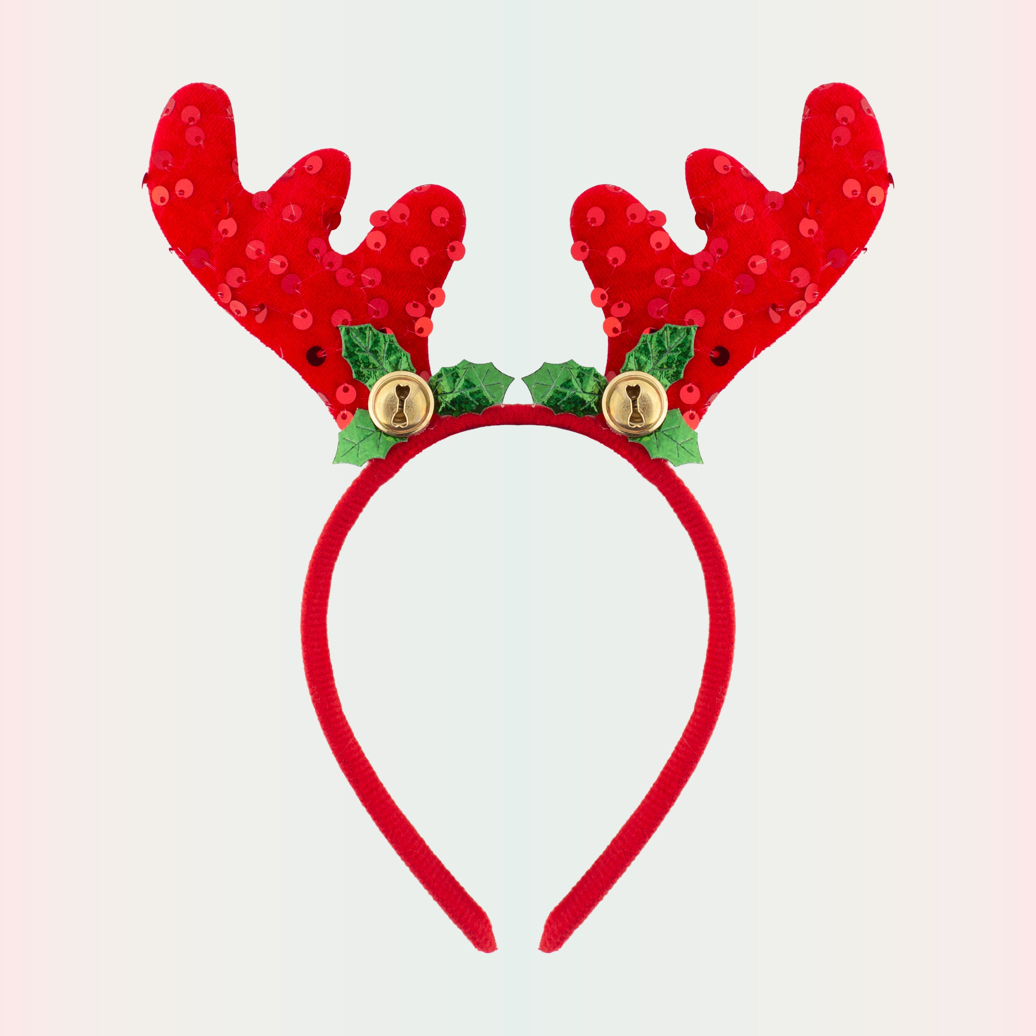 Christmas Reindeer Sequin Holly Berry Hair band Red 1pc
