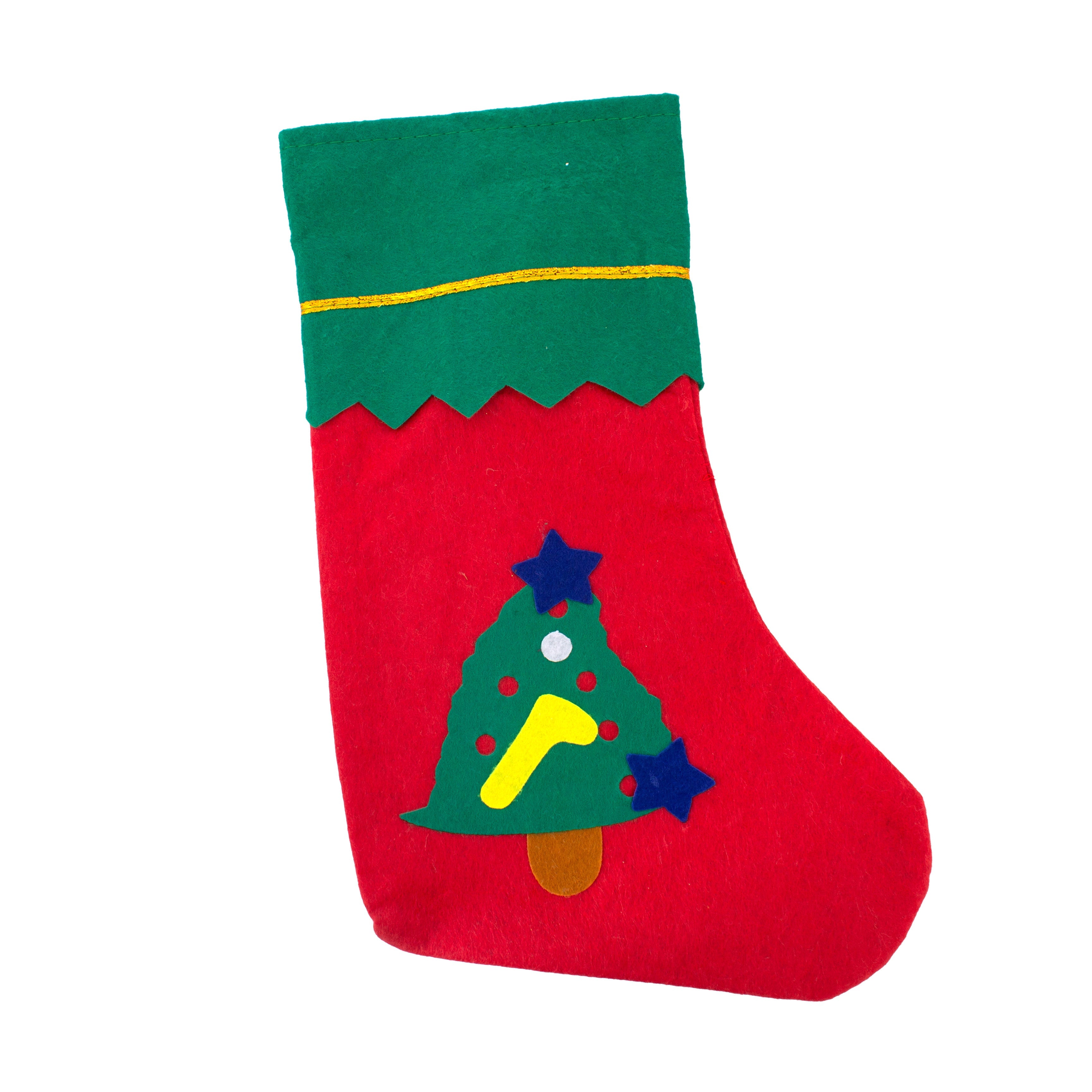 Christmas Non-woven Stocking with Hanging - Tree H14inch X W9.5inch 1pc