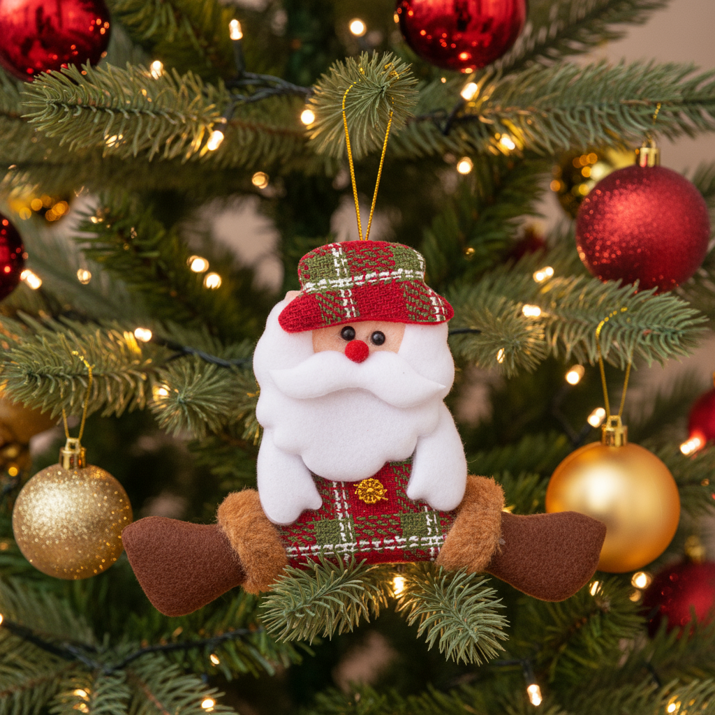 Christmas Hanging Decoration Santa H5.5 X W5.5inch 1pc