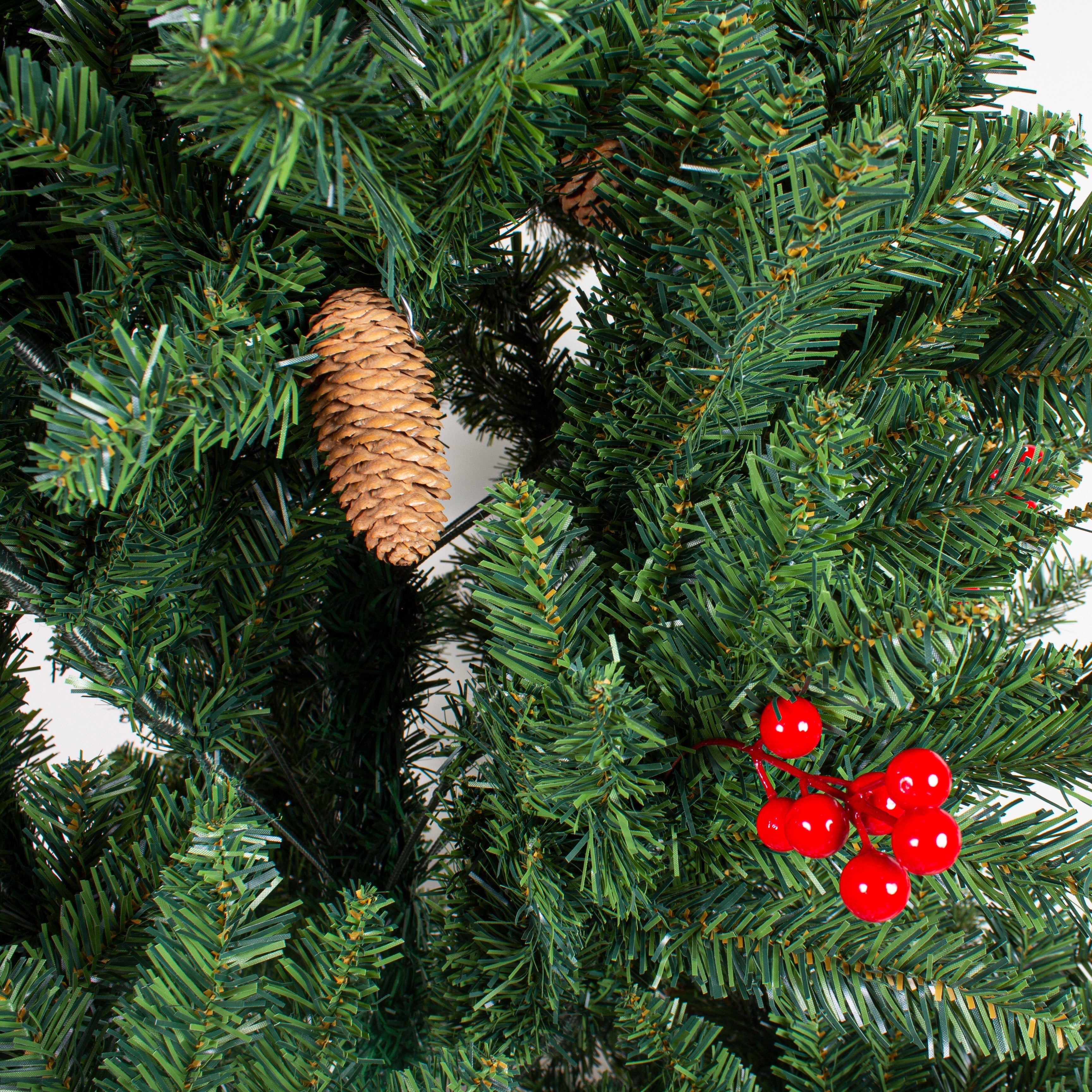 4 Feet - Christmas Premium Tree with Metal Stand Pine Cones & Red Berries 1pc  (Ornaments Combo)