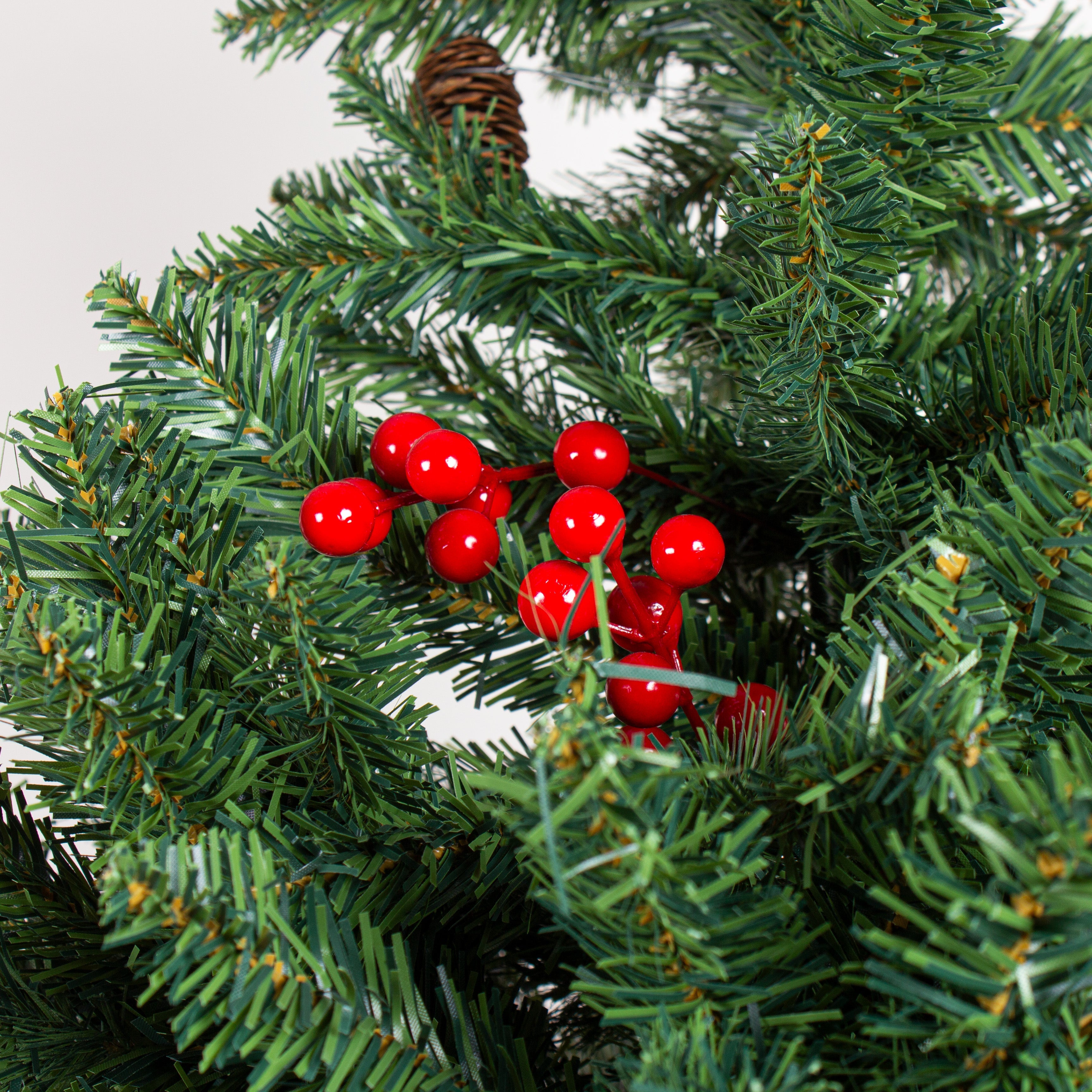 Christmas Premium Tree with Metal Stand Pine Cones & Red Berries 5 Ft (150cm) 1pc Box