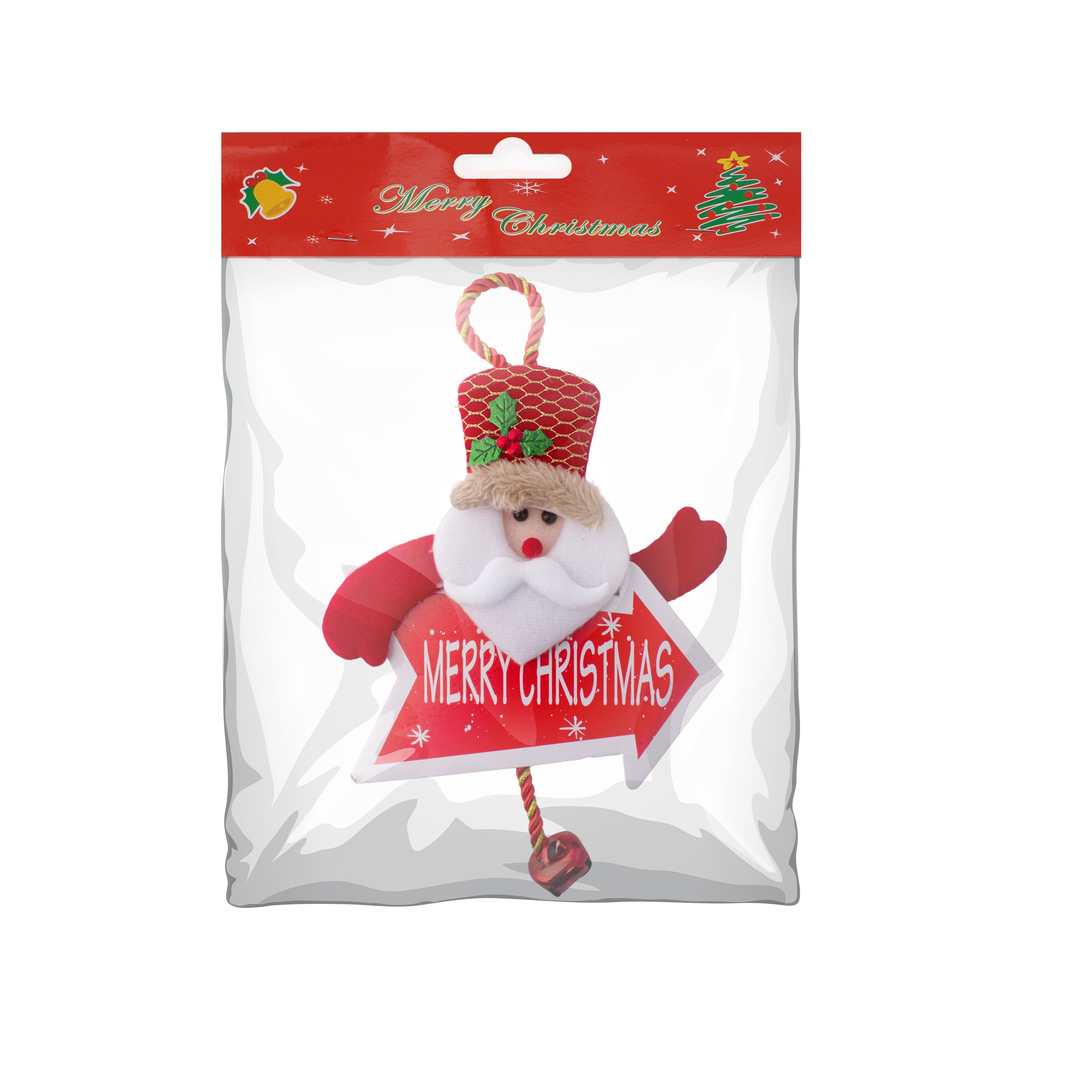 Christmas Hanging Santa with Merry Christmas Sign 9inch 1pc