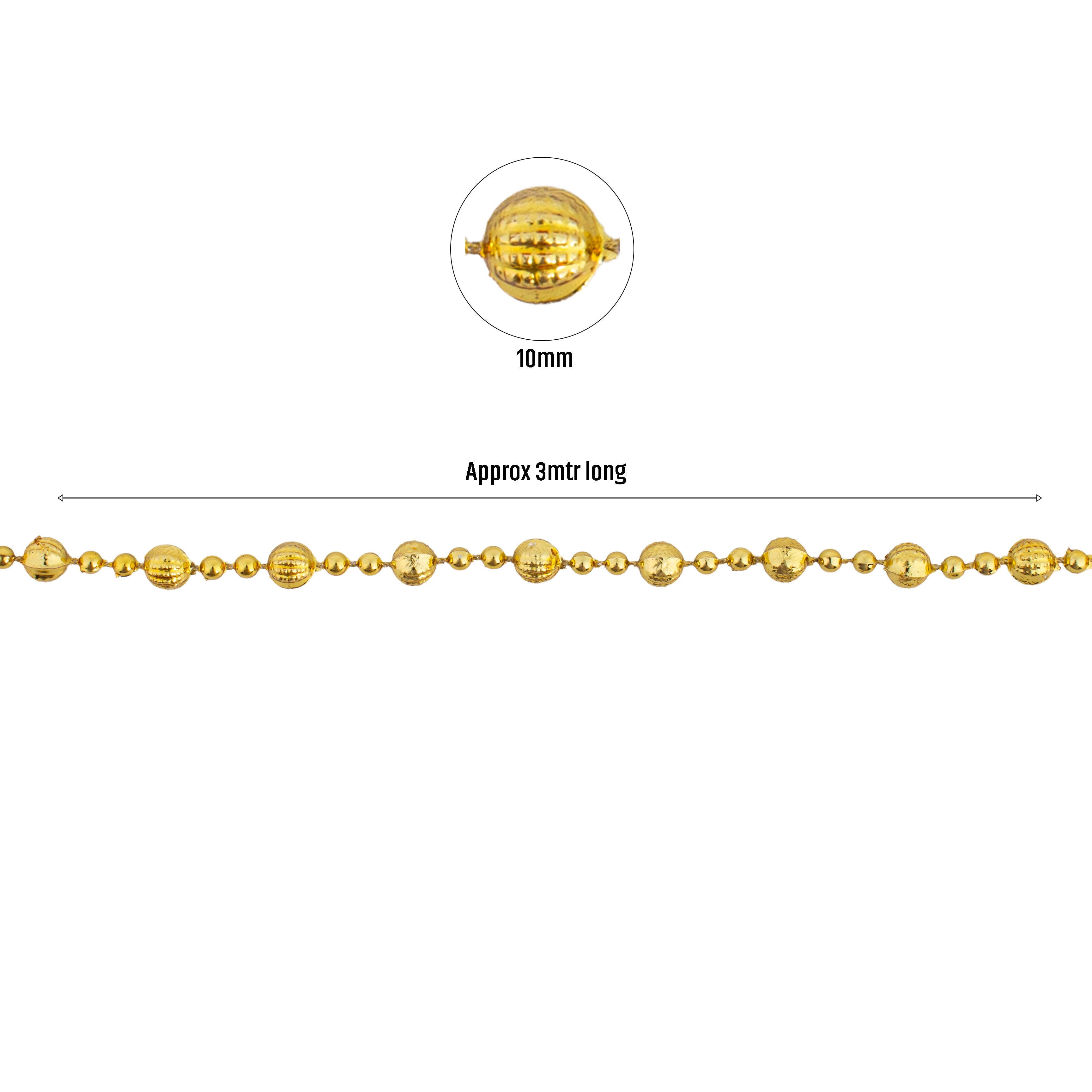 Christmas Disco Bead Gold 10mm 3Mtr Box