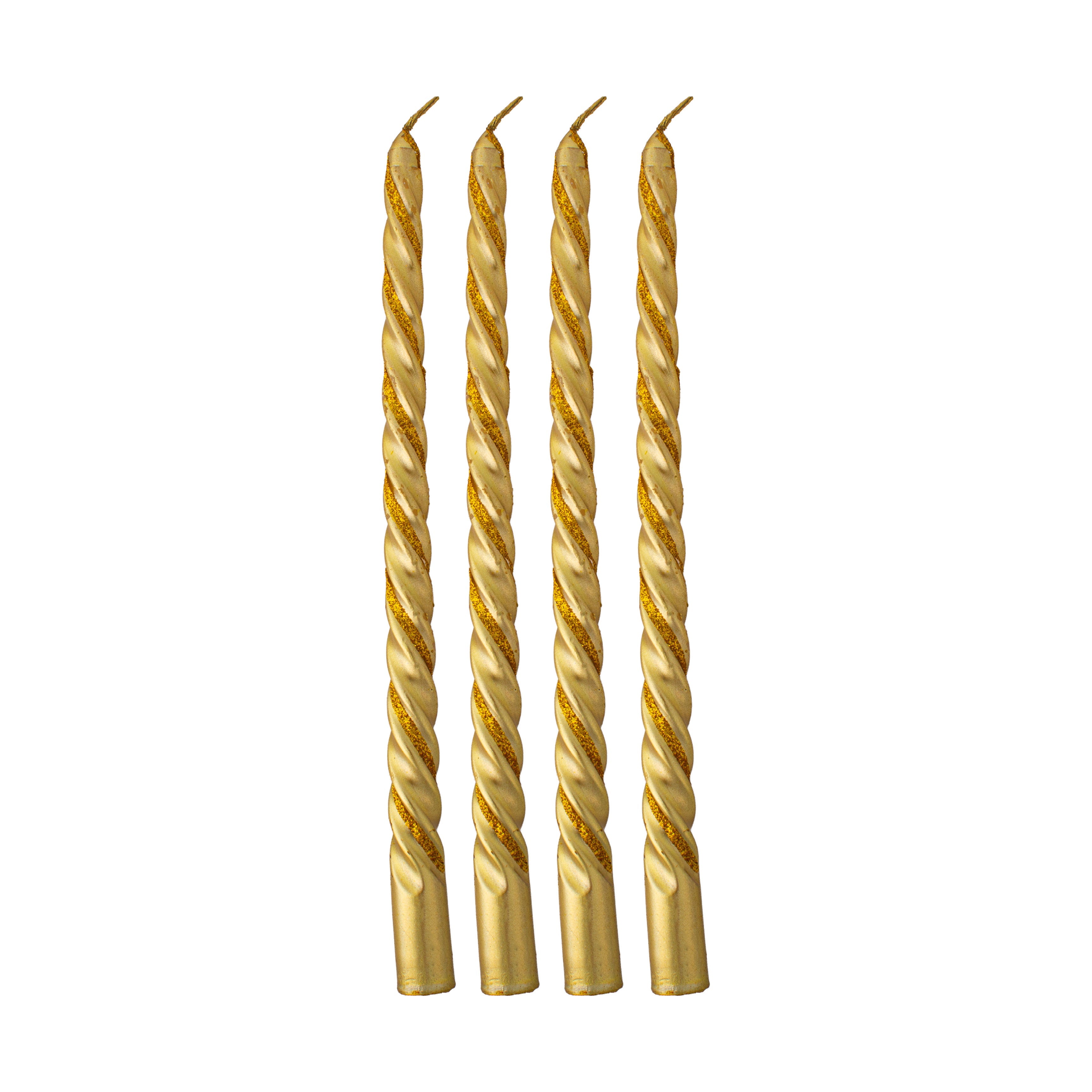 Gold Spiral Candle & Metal Candlestick Holder (Medium) Combo