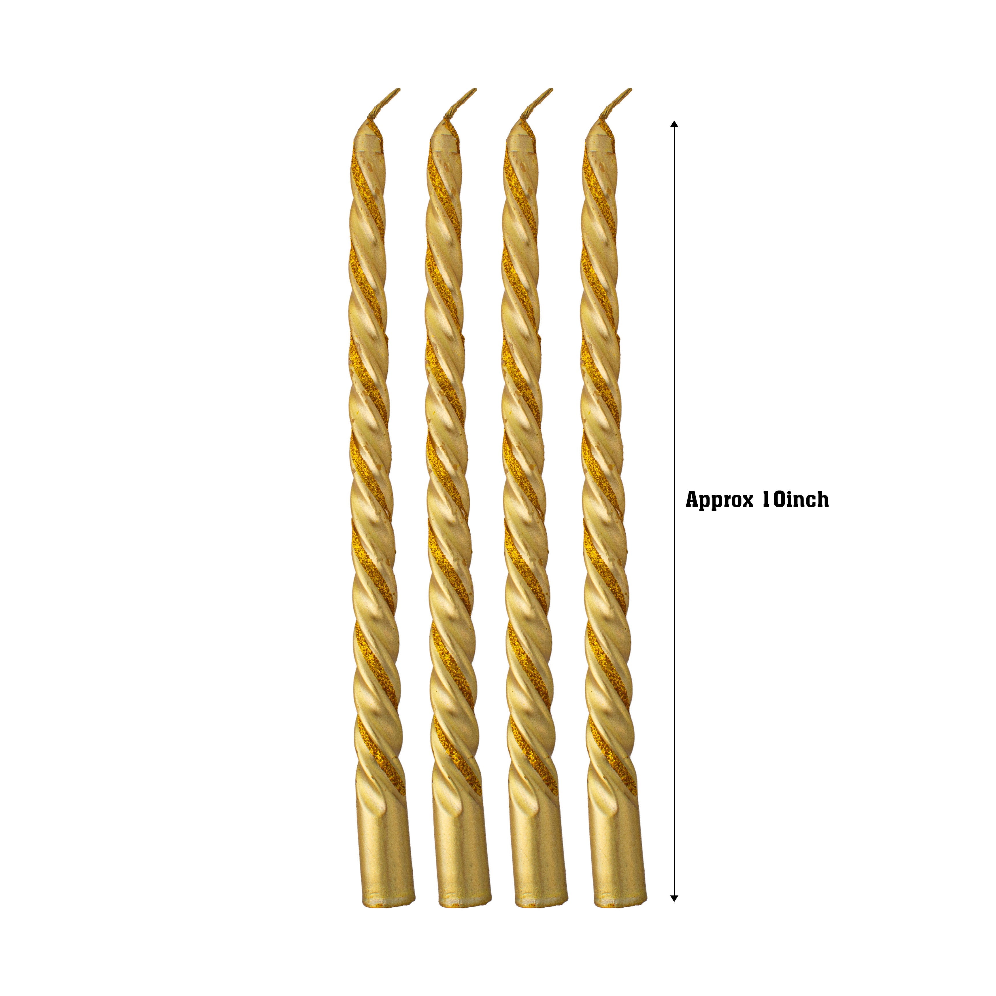 Gold Spiral Candle & Metal Candlestick Holder (Large) Combo
