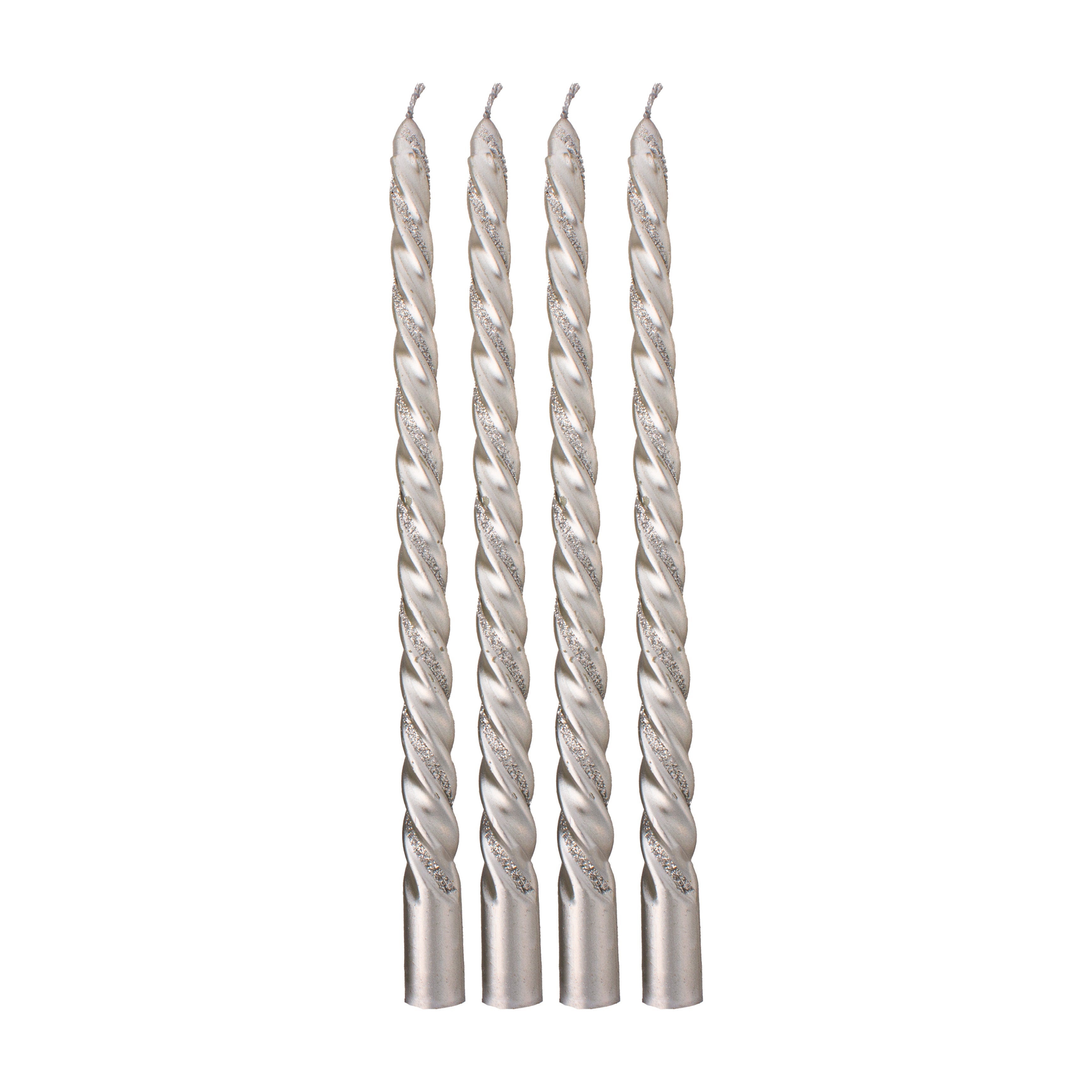 Silver Spiral Candle & Metal Candlestick Holder (Medium) Combo