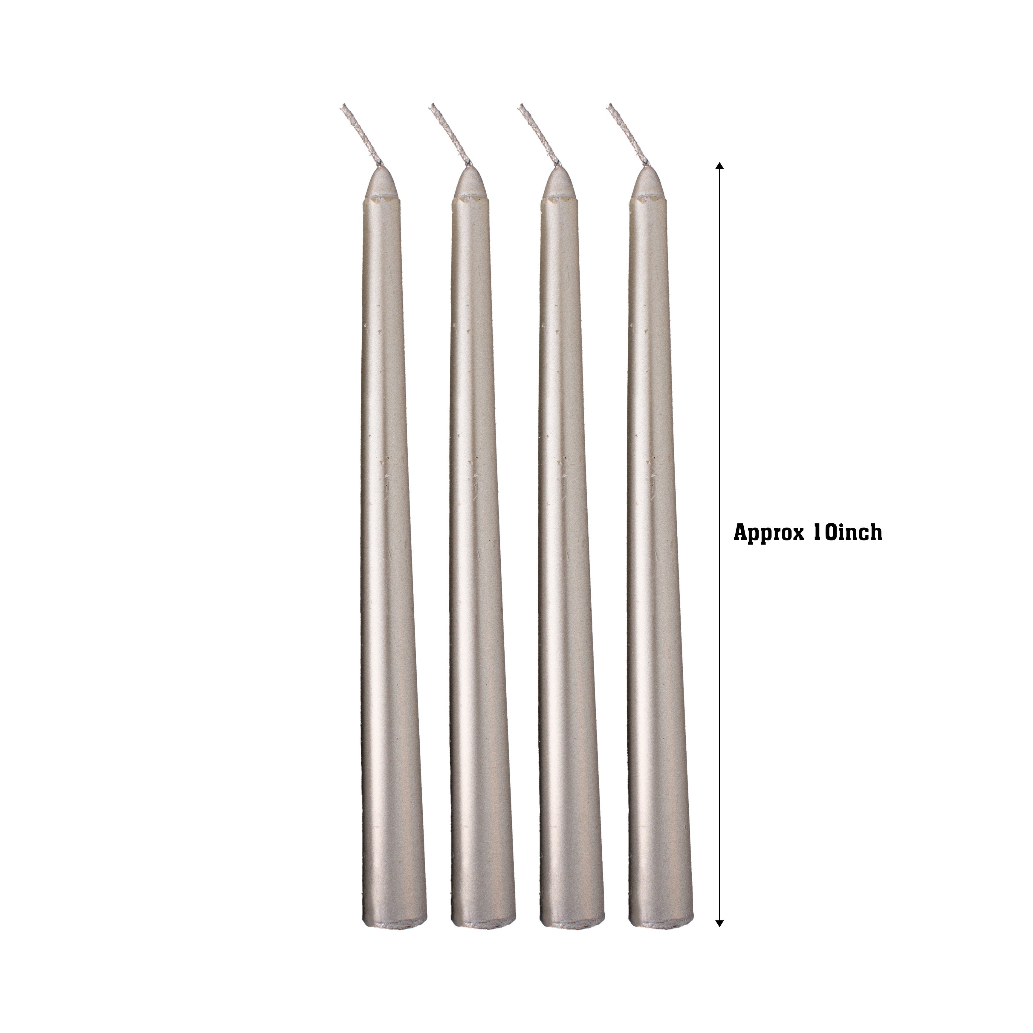 Metallic Round Candle Silver & Metal Candlestick Holder (Medium) Combo