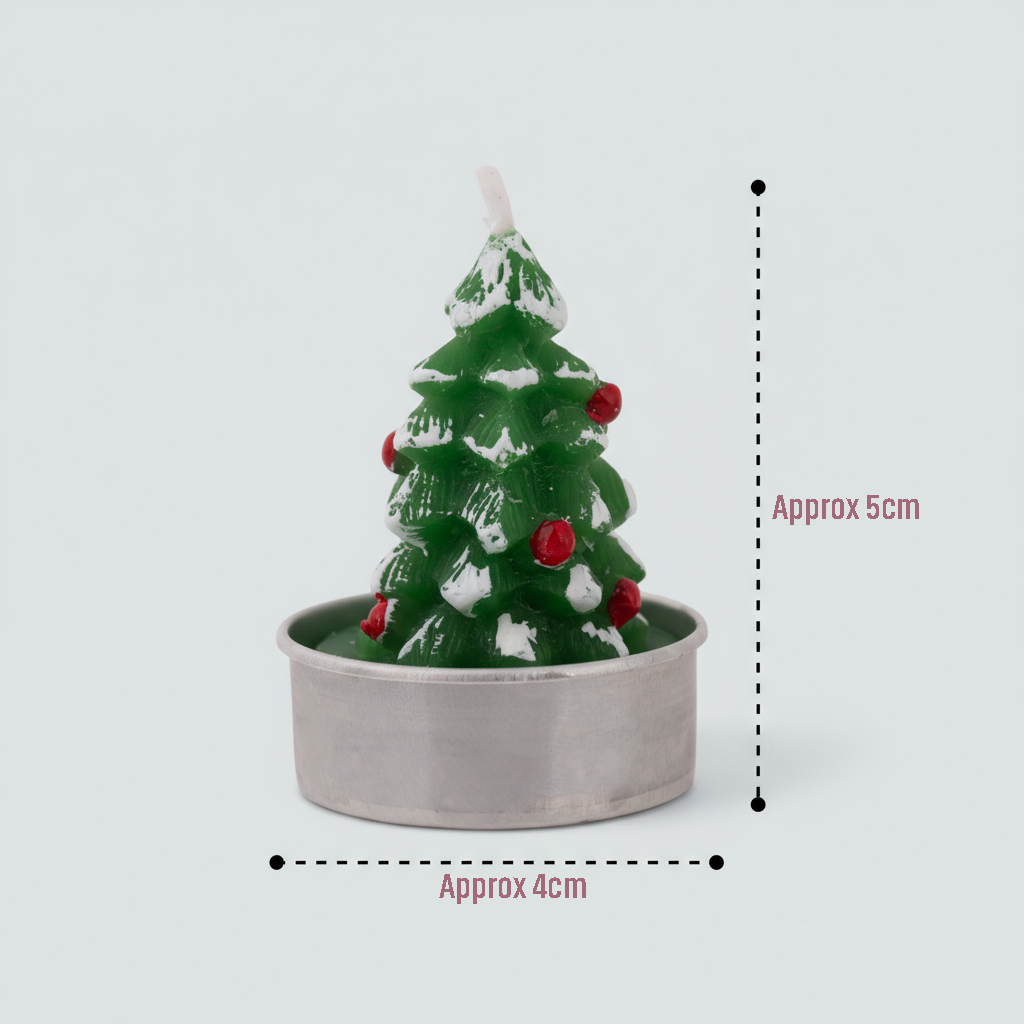 Christmas Tree T- Light Candle Green and white 6cm 1pc